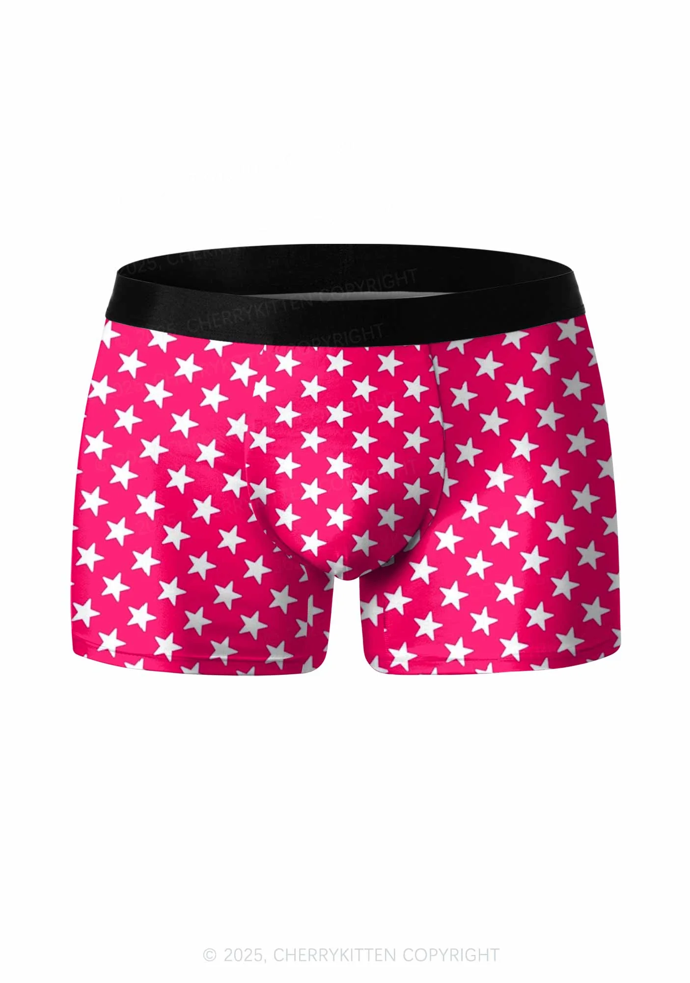 White Stars On Pink Valentine's Day Y2K Print Couples Boxer Briefs Set Cherrykitten - Image 2