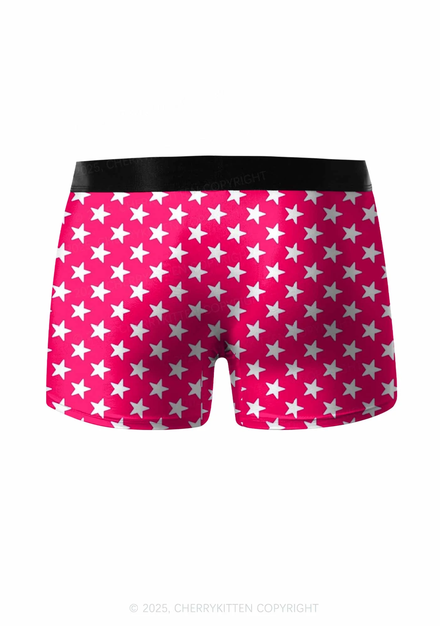 White Stars On Pink Valentine's Day Y2K Print Couples Boxer Briefs Set Cherrykitten - Image 3