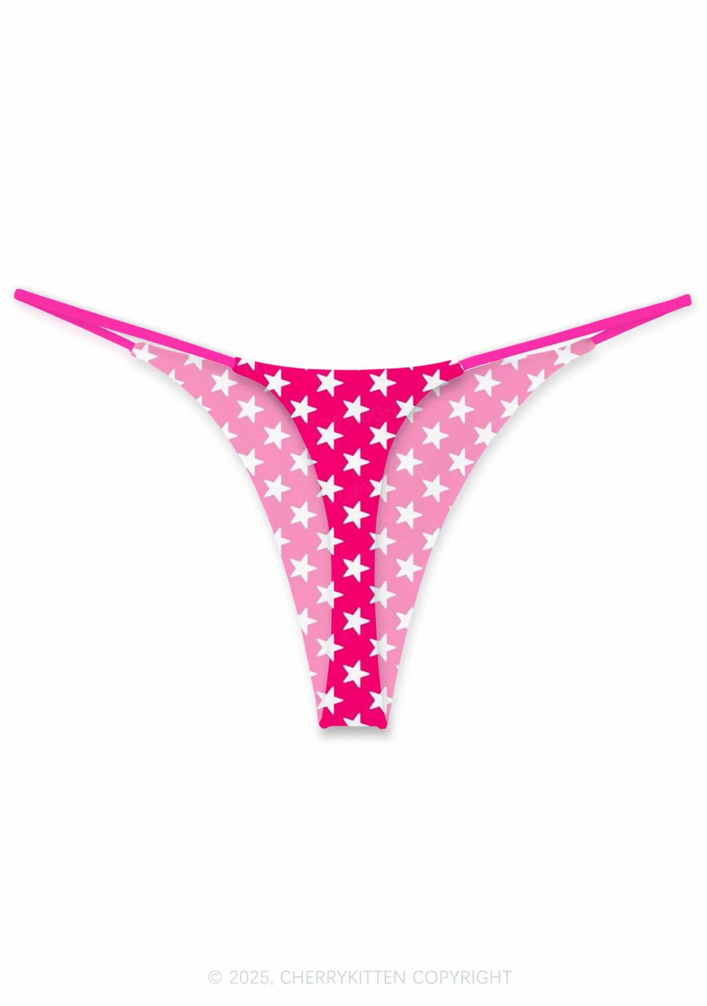 White Stars On Pink Valentine's Day Y2K Print Couples Thong Set Cherrykitten - Image 3