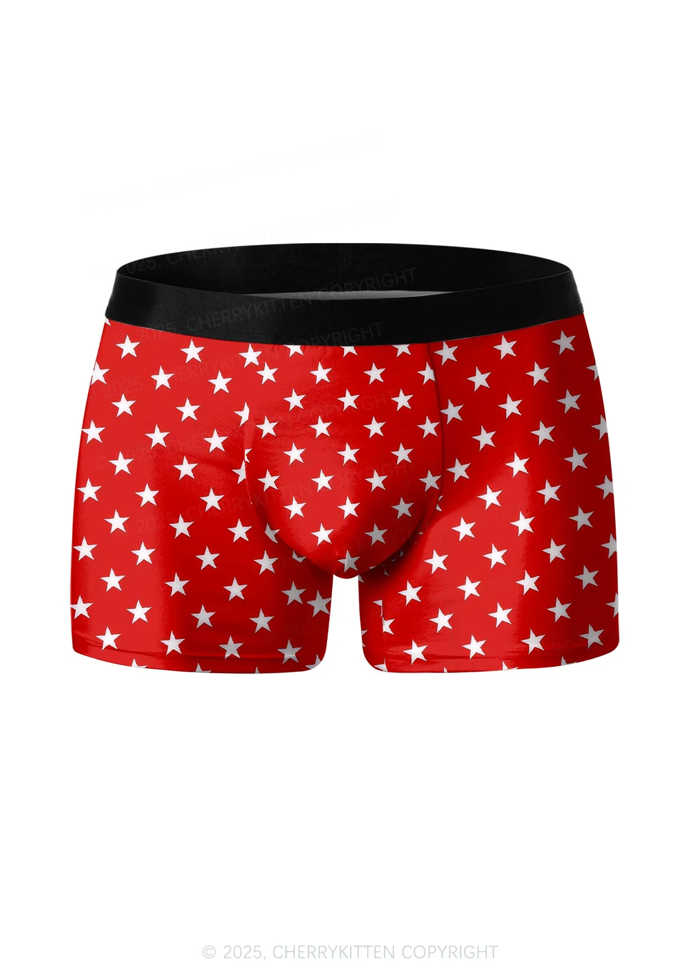 White Stars On Red Valentine's Day Y2K Print Couples Boxer Briefs Set Cherrykitten - Image 2