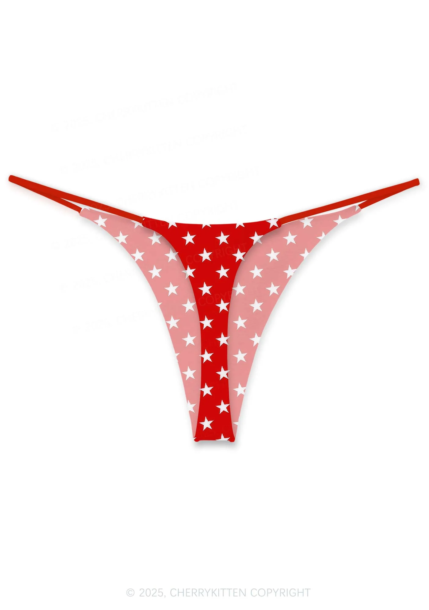 White Stars On Red Valentine's Day Y2K Print Couples Boxer Thong Set Cherrykitten - Image 3
