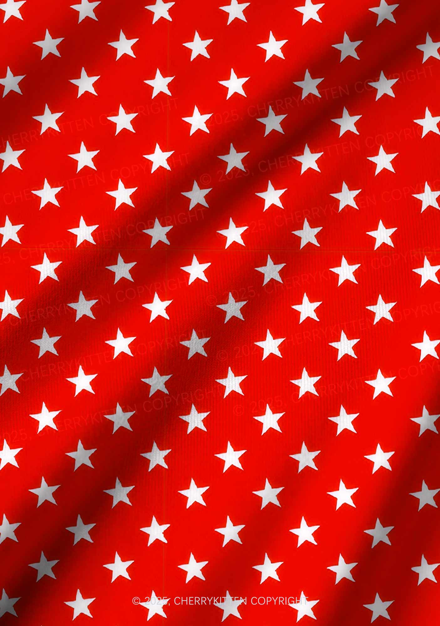 White Stars On Red Valentine's Day Y2K Print Long Sleeve Pajama Set Cherrykitten - Image 3