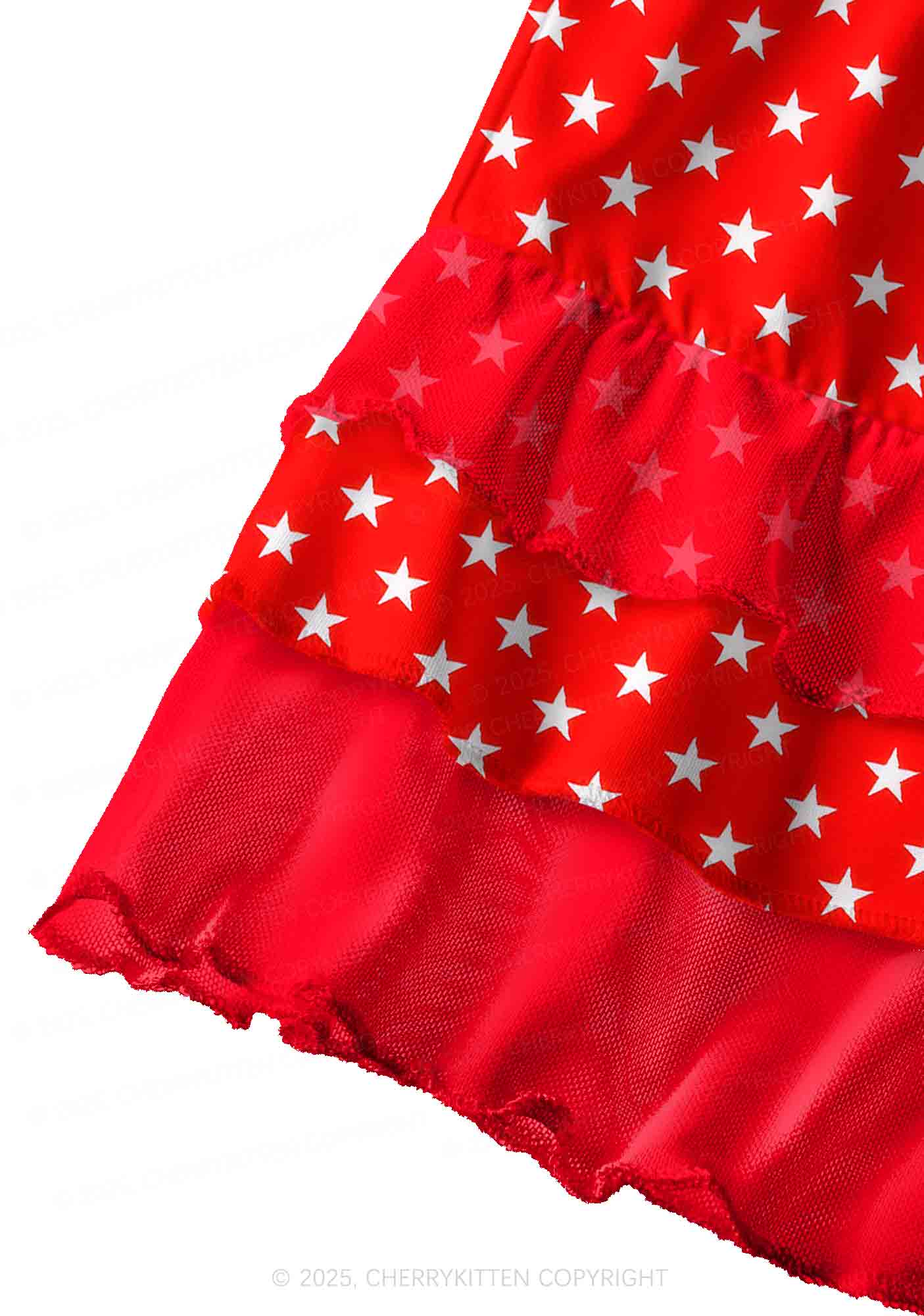 White Stars On Red Valentine's Day Y2K Print Mini Layered Skirt Cherrykitten - Image 2