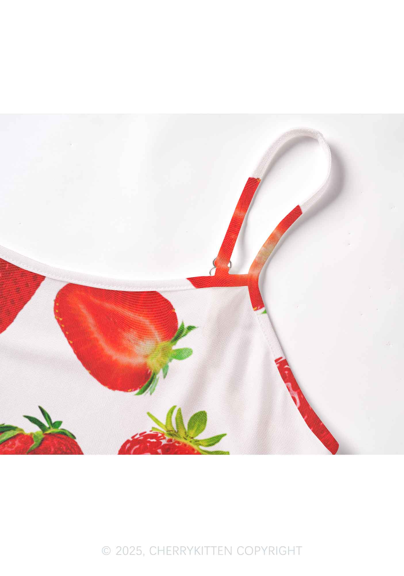 White Strawberry Y2K Mesh Cami Tank Cherrykitten - Image 4