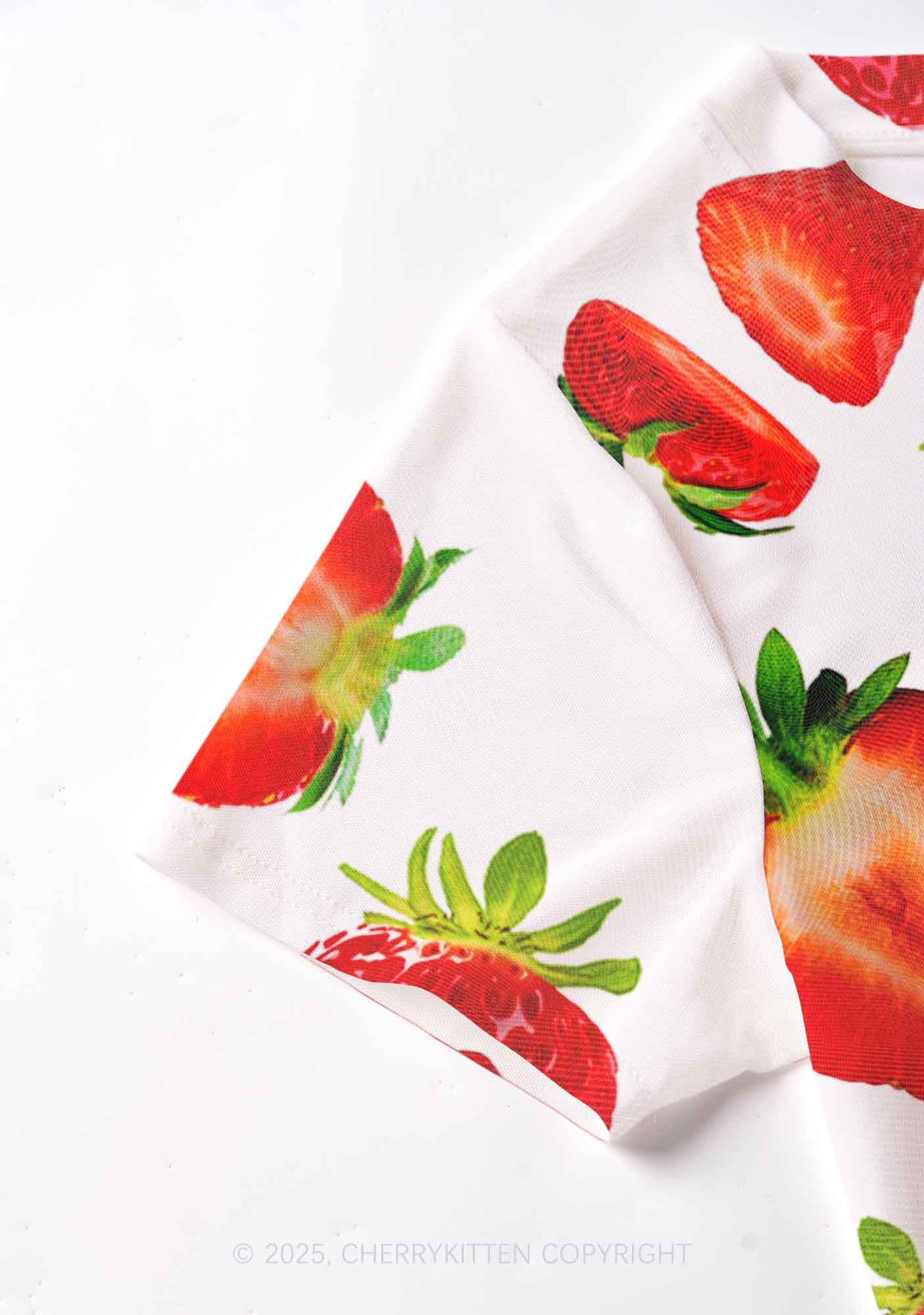White Strawberry Y2K Mesh Crop Top Cherrykitten - Image 3