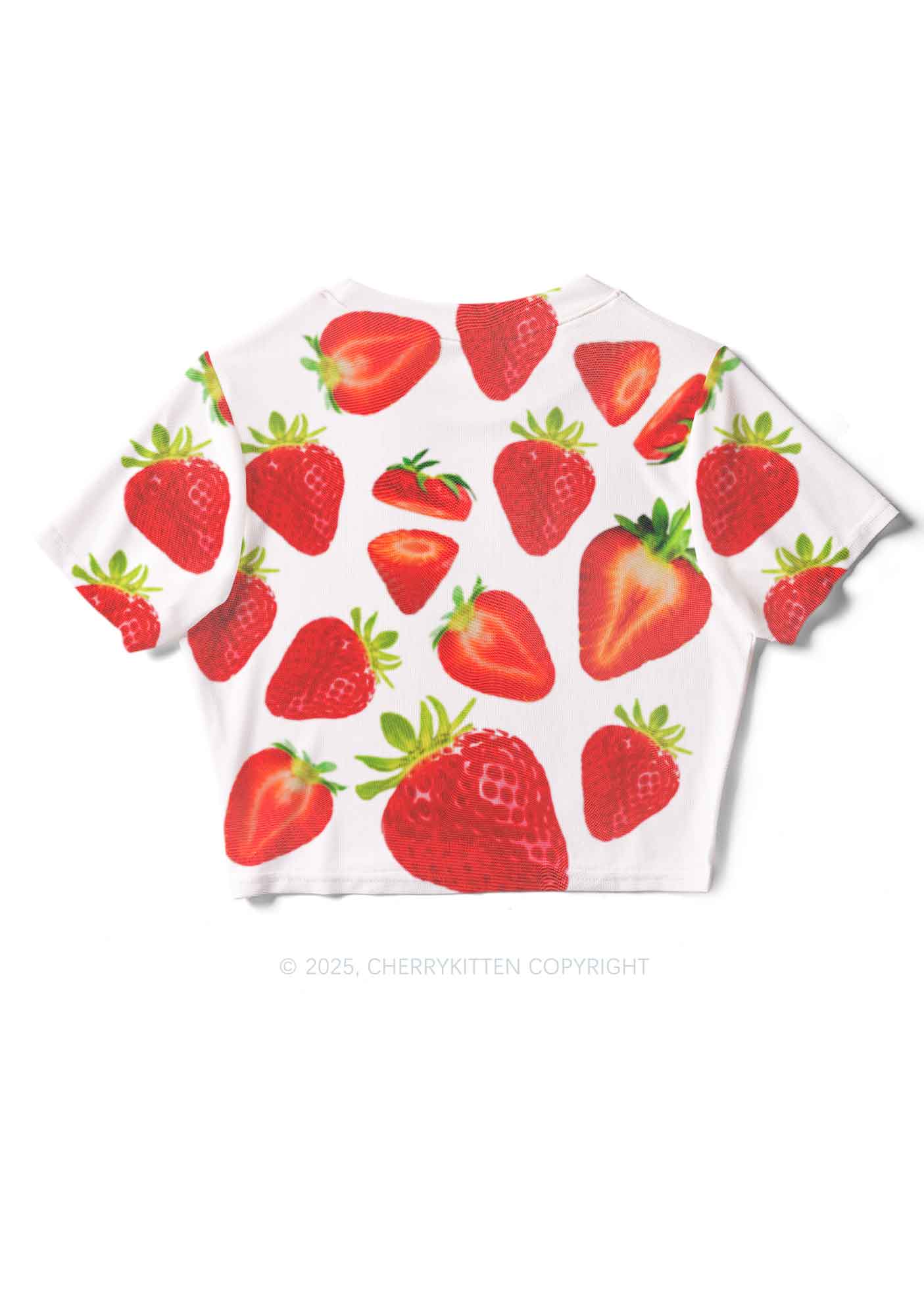 White Strawberry Y2K Mesh Crop Top Cherrykitten - Image 4