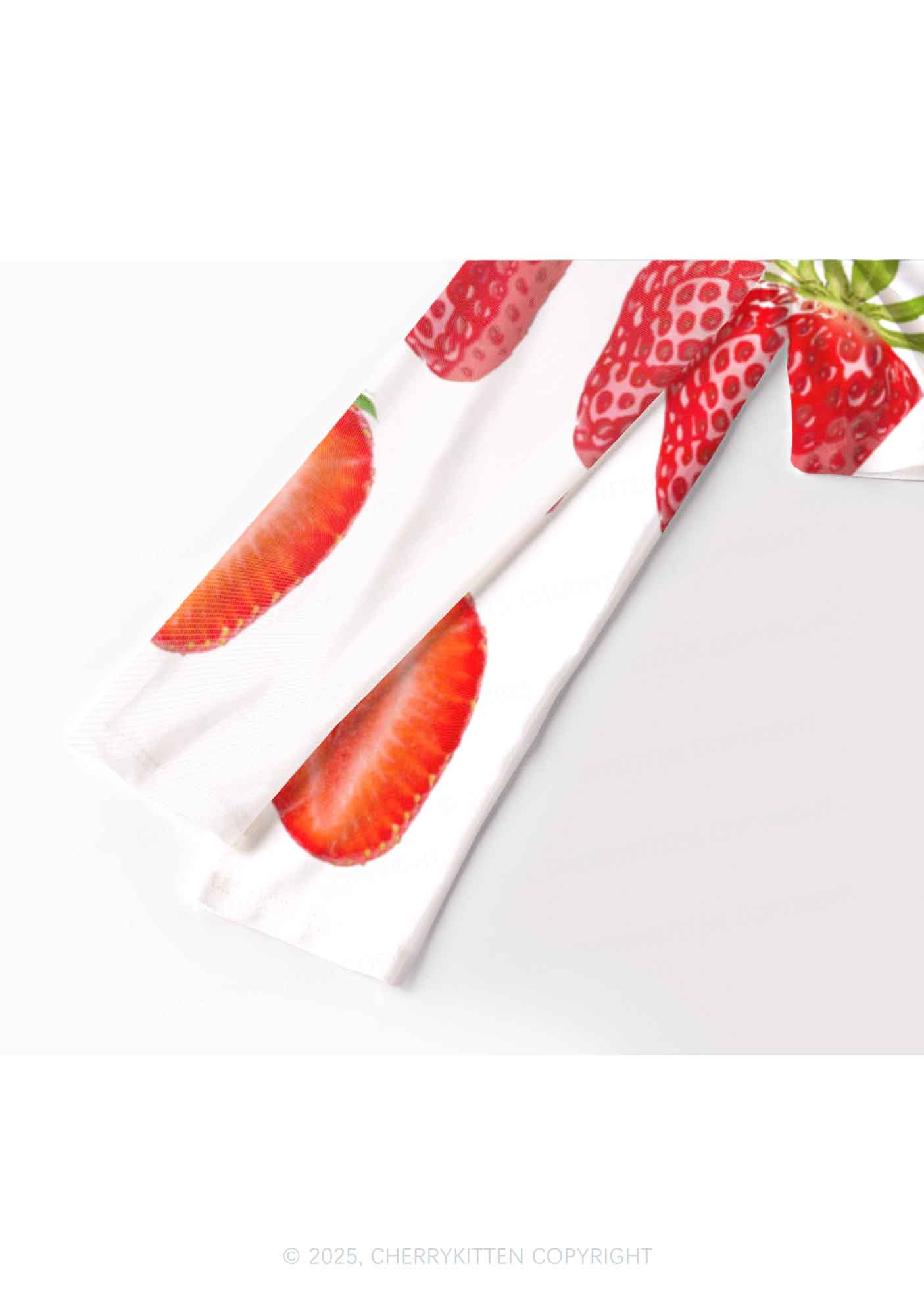 White Strawberry Y2K Mesh Long Sleeve Crop Top Cherrykitten - Image 3