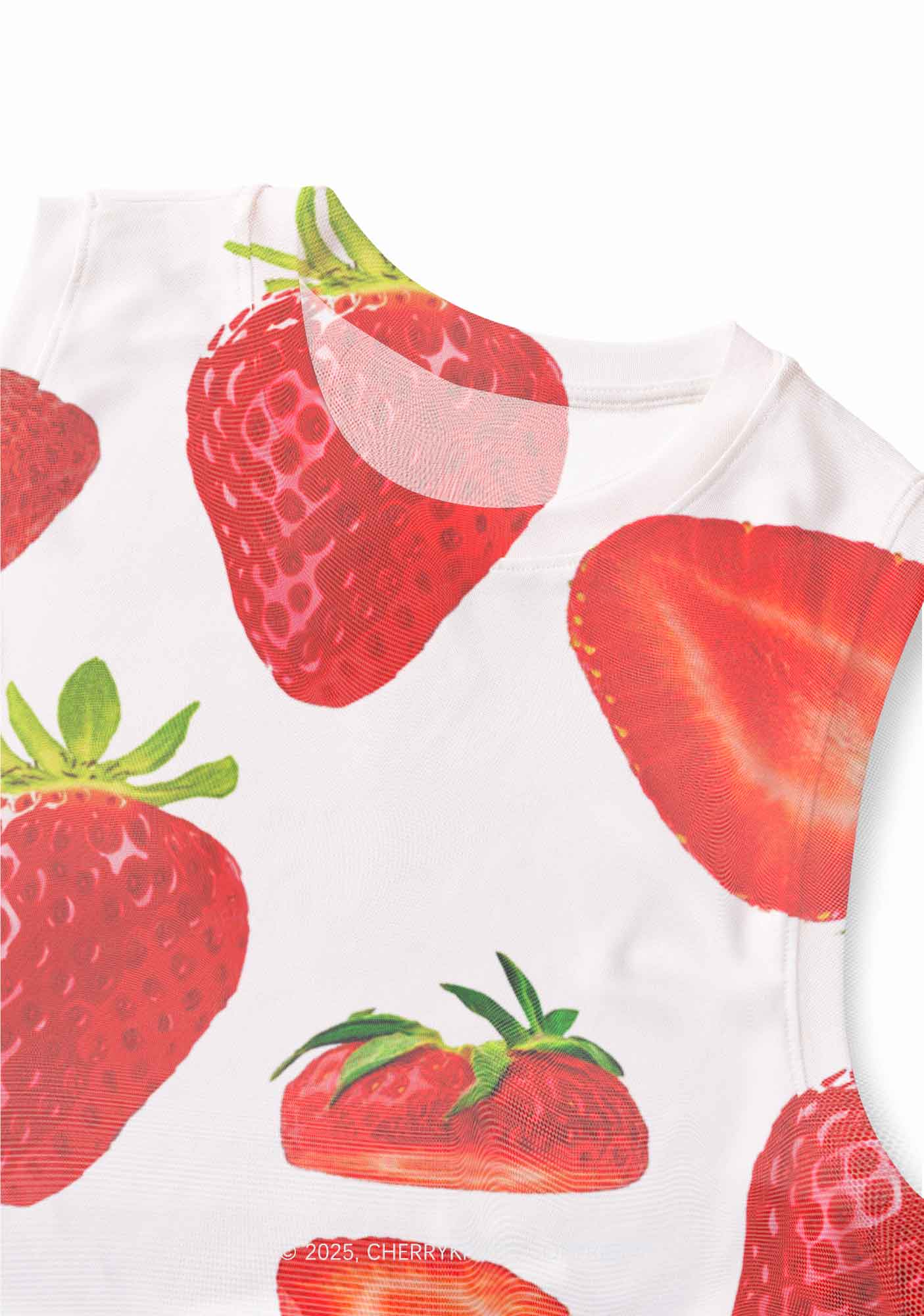 White Strawberry Y2K Mesh Muscle Tank Cherrykitten - Image 2