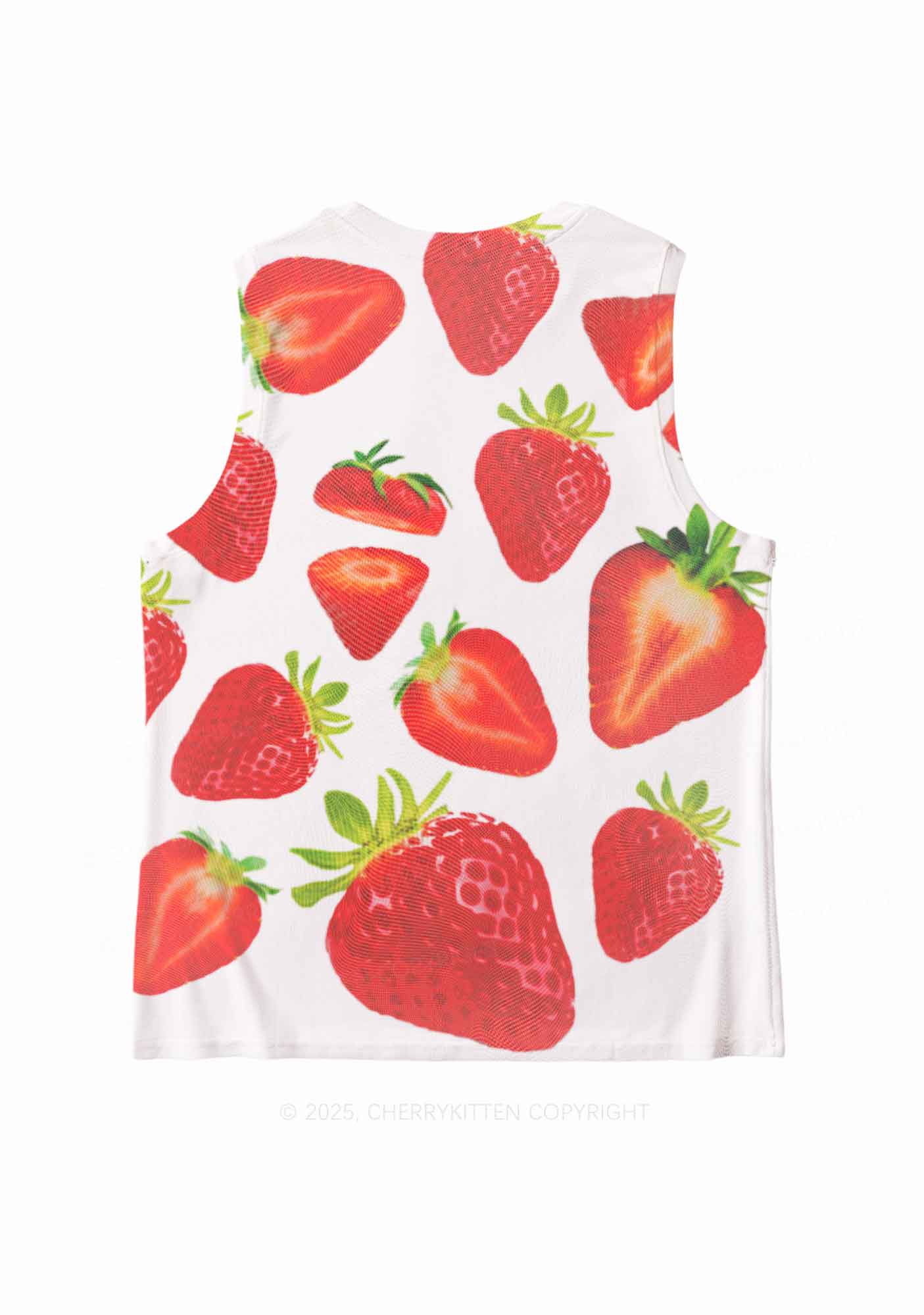 White Strawberry Y2K Mesh Muscle Tank Cherrykitten - Image 3