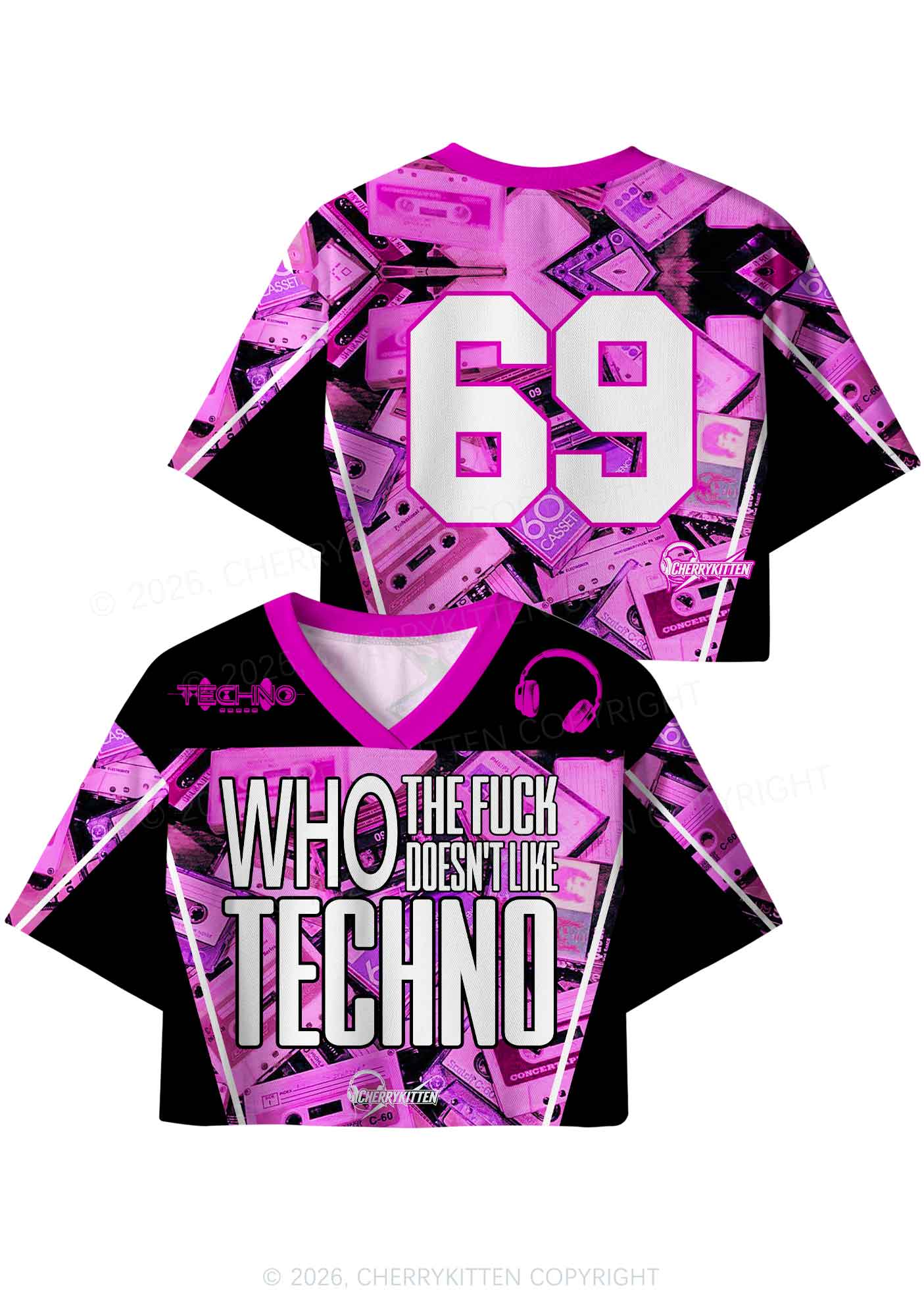 Who Doesnt Like Techno Y2K Crop Sport Jersey Shirts Cherrykitten - Image 4