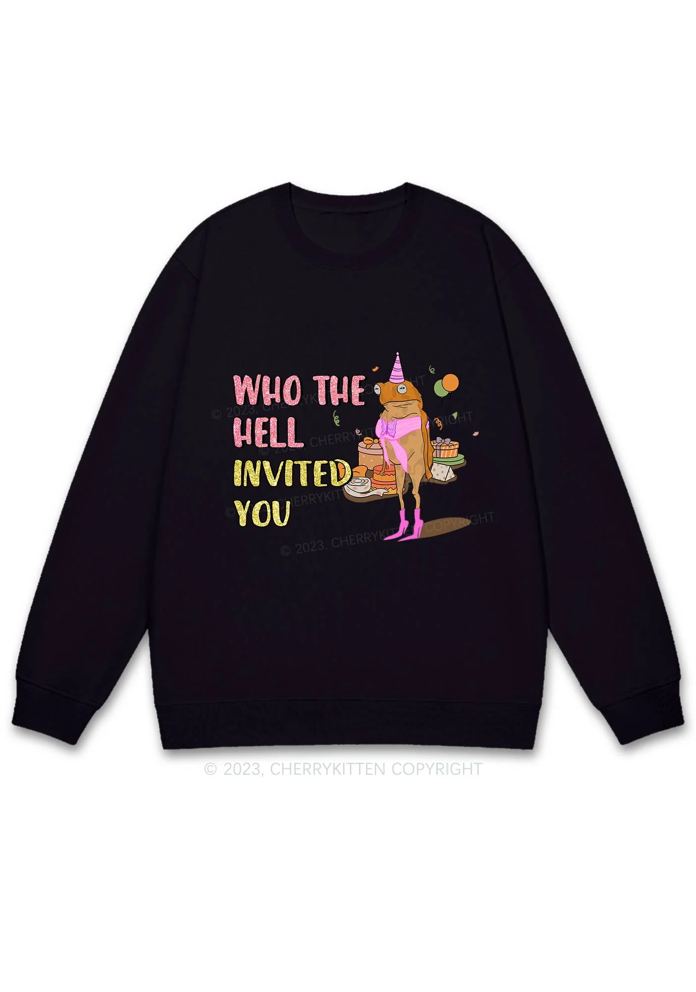 Who Invited You Frog Y2K Sweatshirt Cherrykitten - Image 3