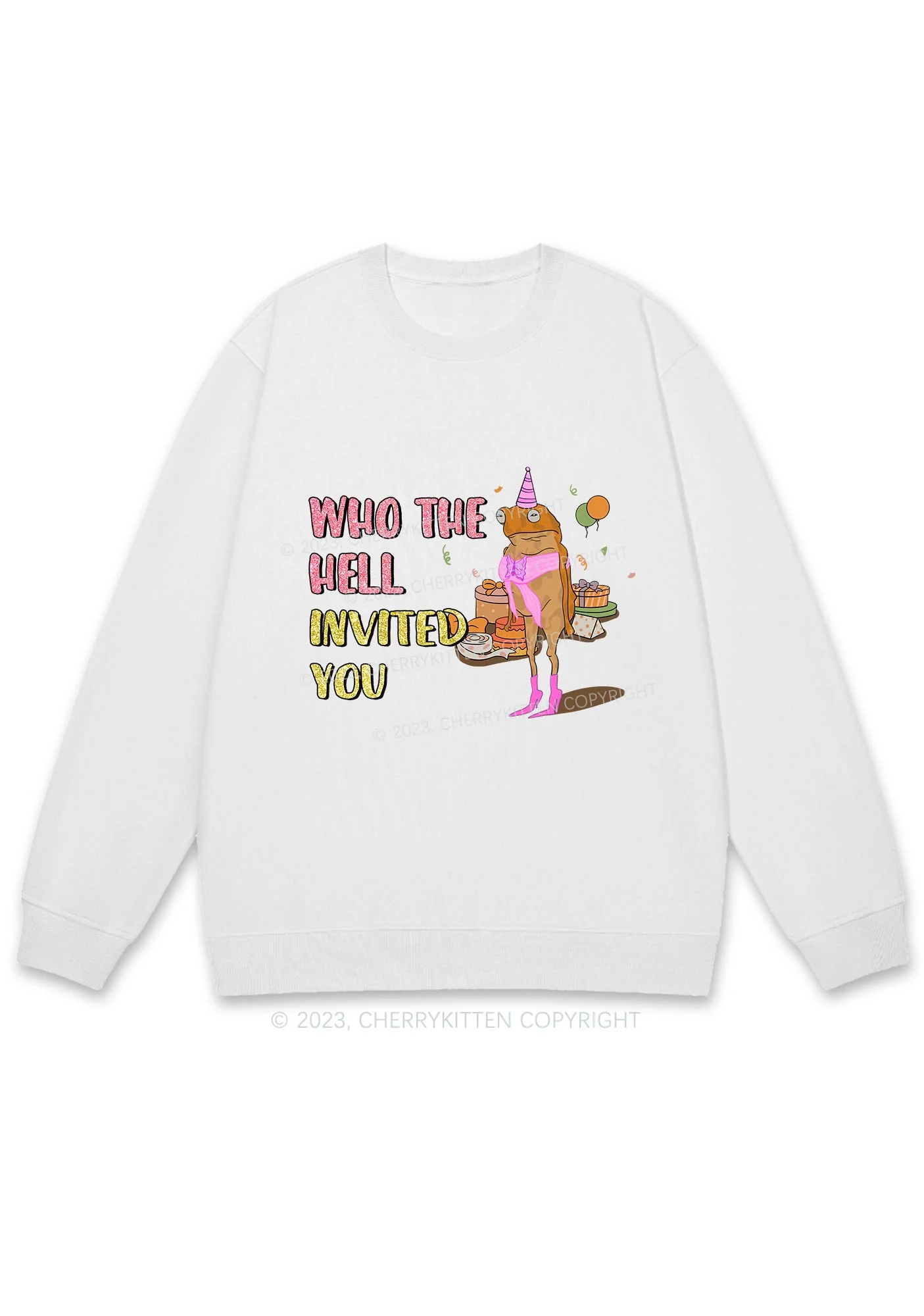 Who Invited You Frog Y2K Sweatshirt Cherrykitten - Image 4