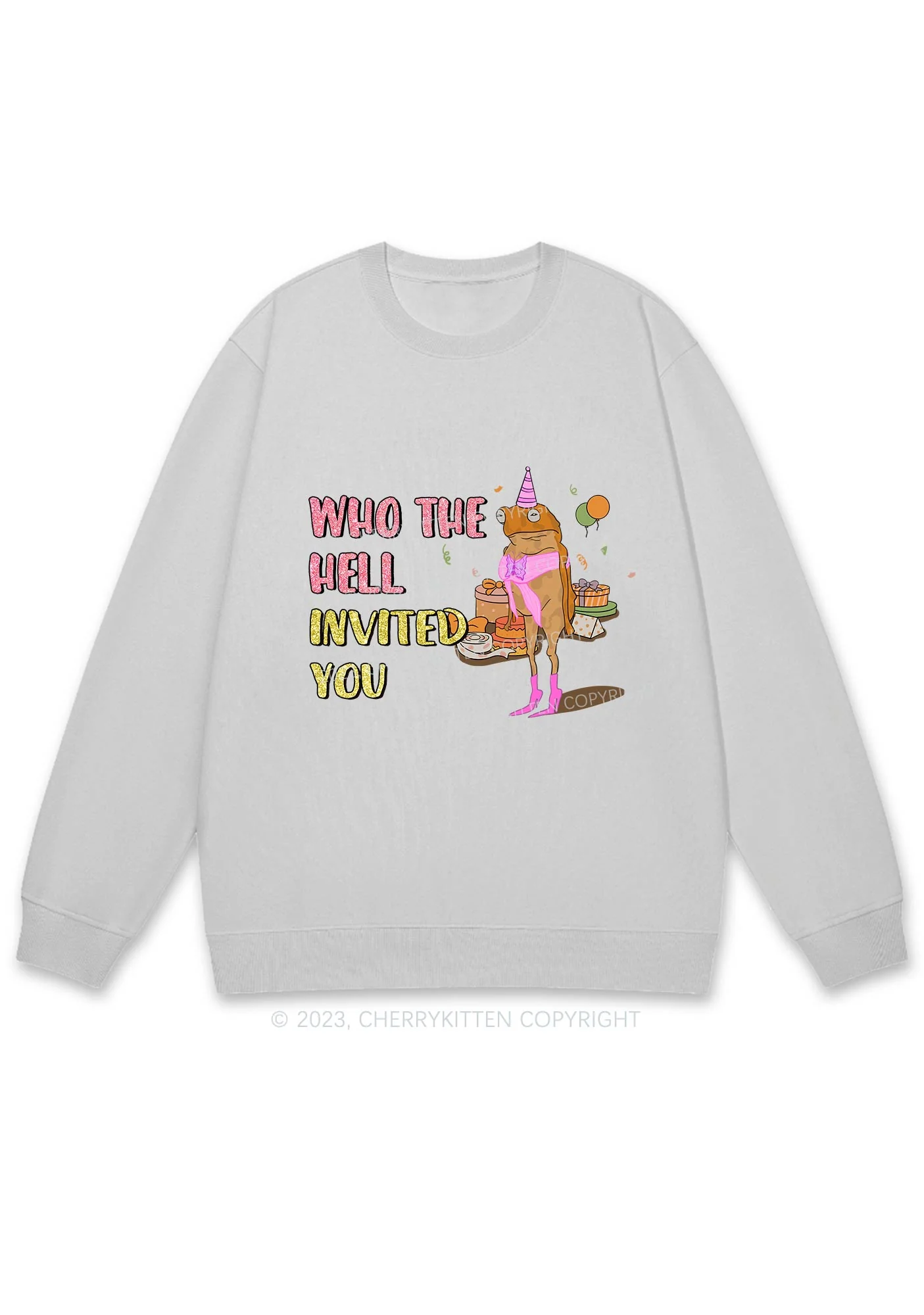 Who Invited You Frog Y2K Sweatshirt Cherrykitten - Image 5