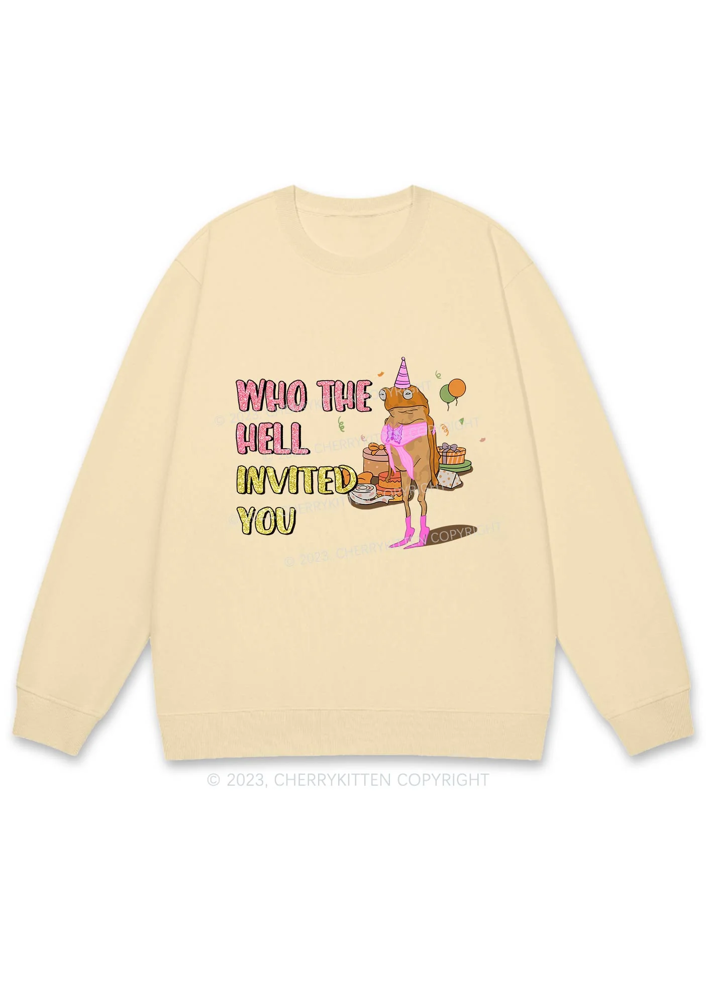 Who Invited You Frog Y2K Sweatshirt Cherrykitten - Image 6