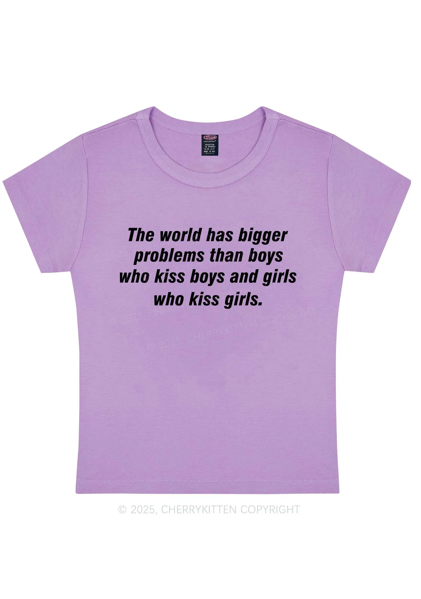 Who Kiss Girls Pride Y2K Baby Tee Cherrykitten - Image 6