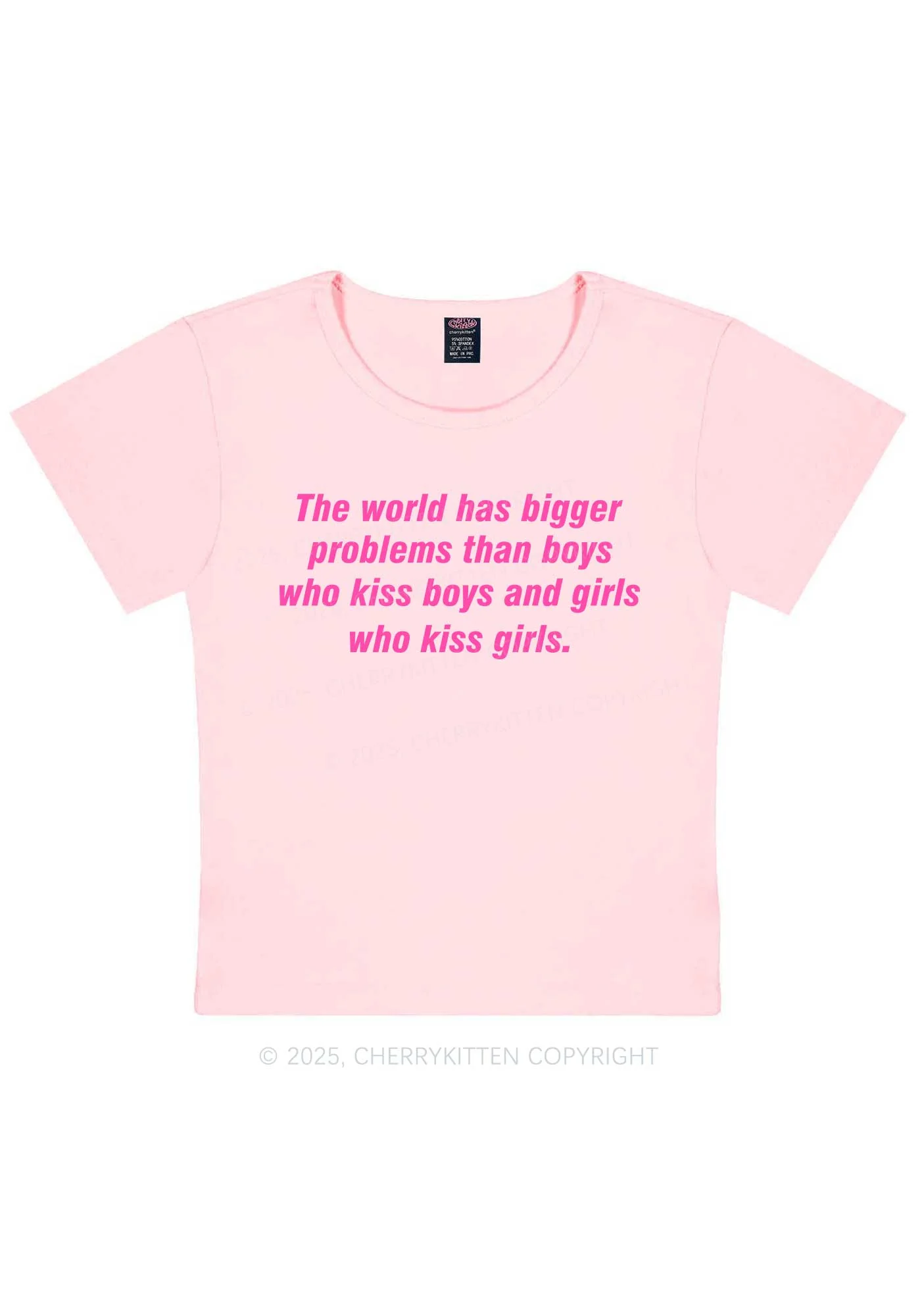 Who Kiss Girls Pride Y2K Baby Tee Cherrykitten - Image 8