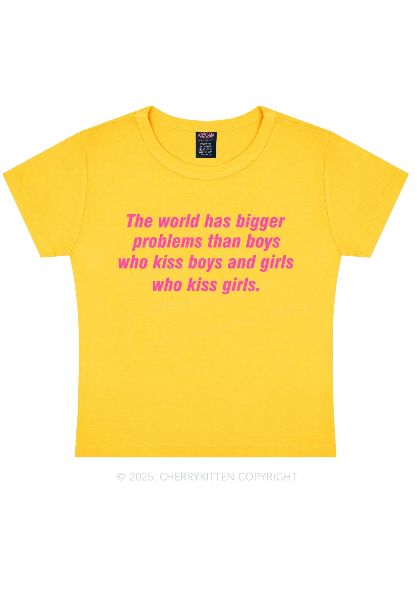 Who Kiss Girls Pride Y2K Baby Tee Cherrykitten - Image 9
