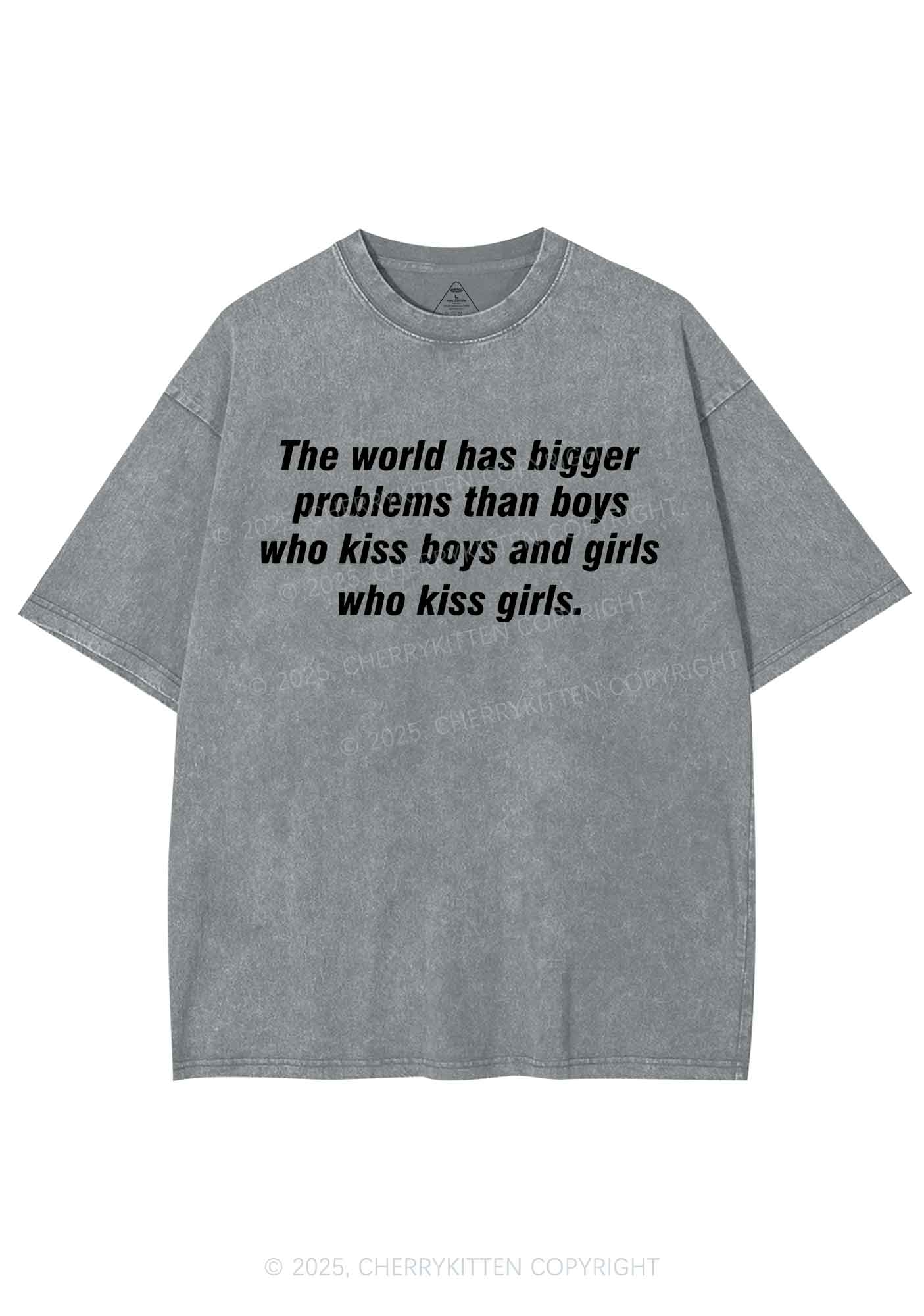 Who Kiss Girls Pride Y2K Shirts Washed Tee Cherrykitten - Image 6