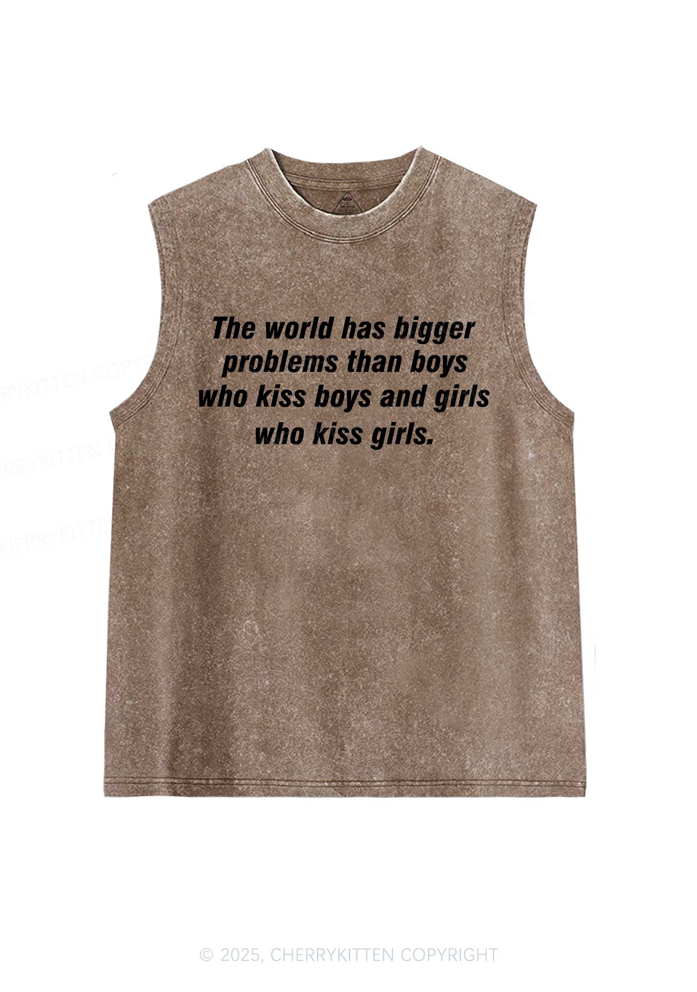 Who Kiss Girls Pride Y2K Washed Muscle Tank Cherrykitten - Image 5