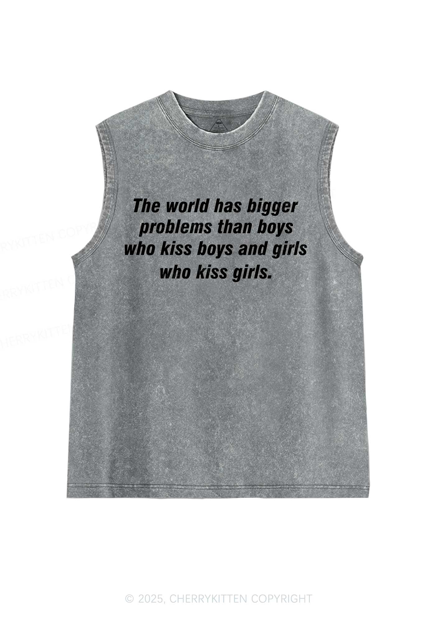 Who Kiss Girls Pride Y2K Washed Muscle Tank Cherrykitten - Image 6