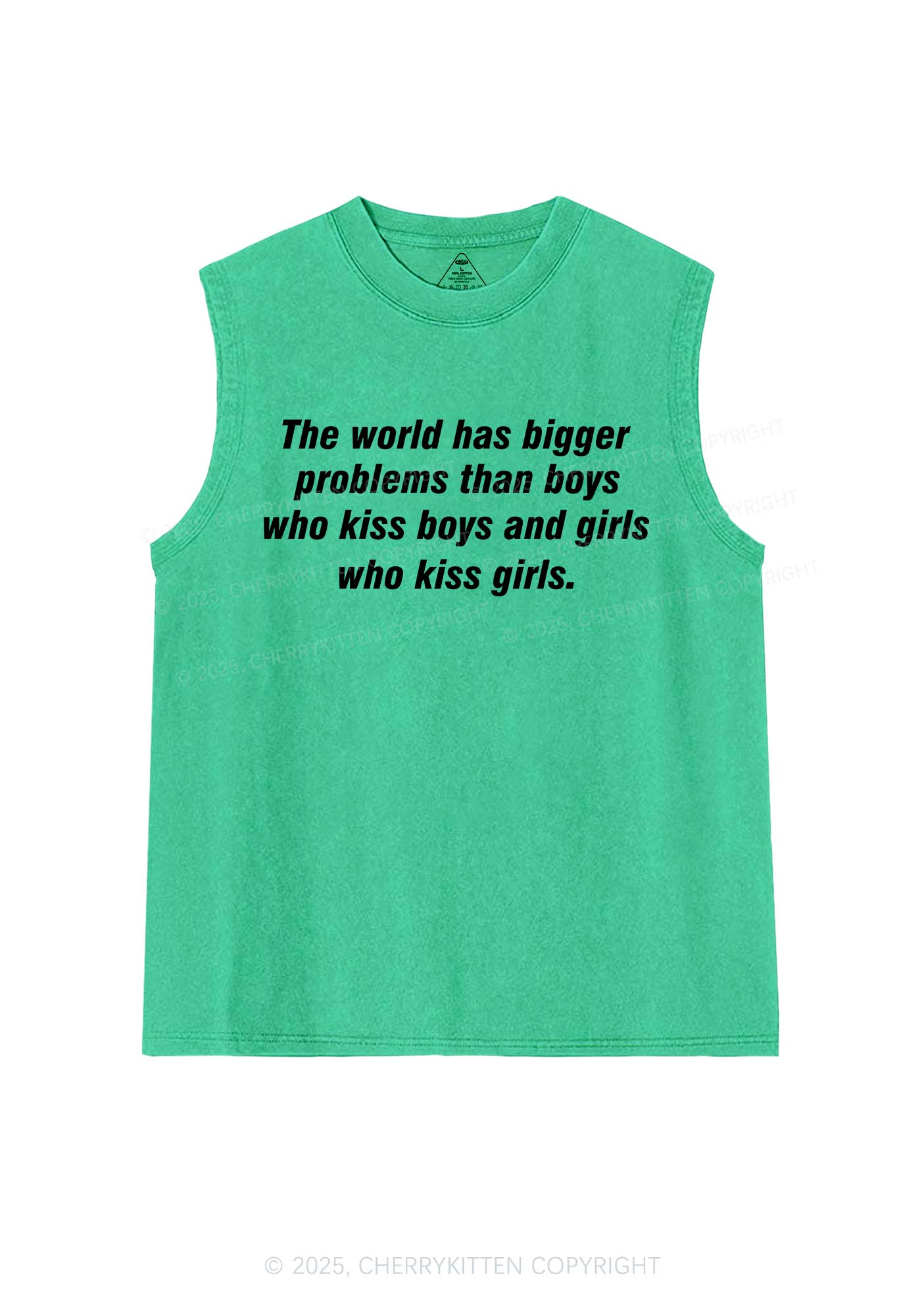 Who Kiss Girls Pride Y2K Washed Muscle Tank Cherrykitten - Image 7