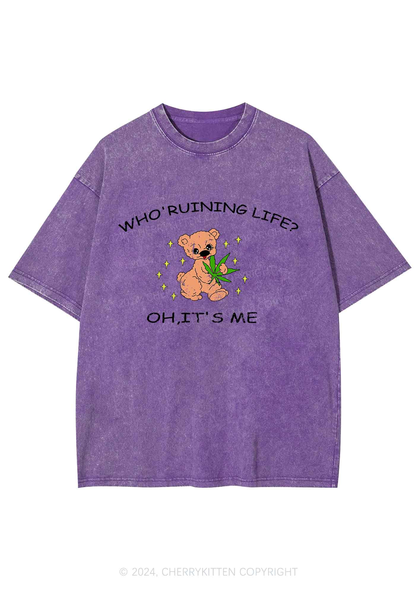 Who' Ruining Life Y2K Washed Tee Cherrykitten - Image 6