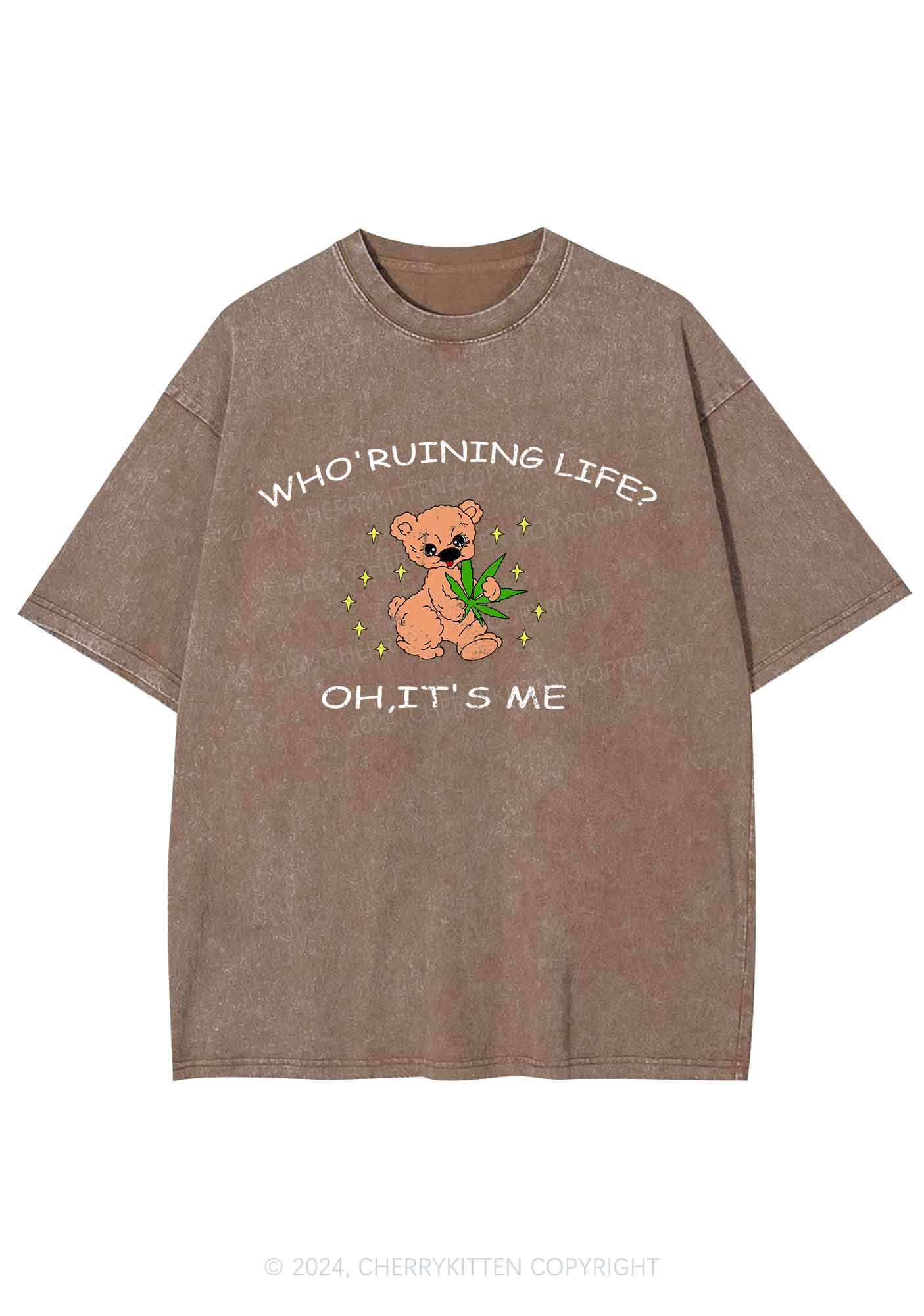 Who' Ruining Life Y2K Washed Tee Cherrykitten - Image 7