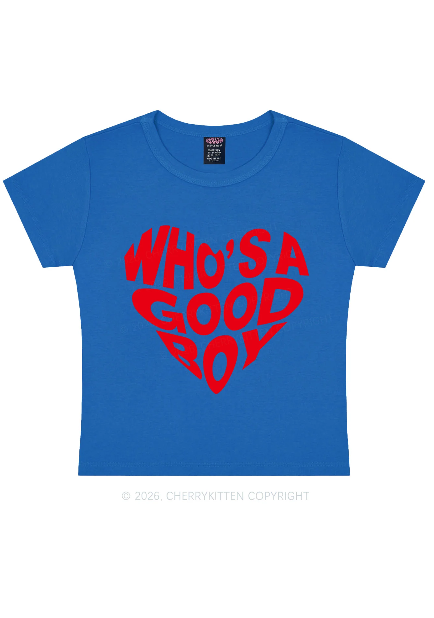 Whos A Good Boy Valentine's Day Y2K Baby Tee Cherrykitten - Image 10