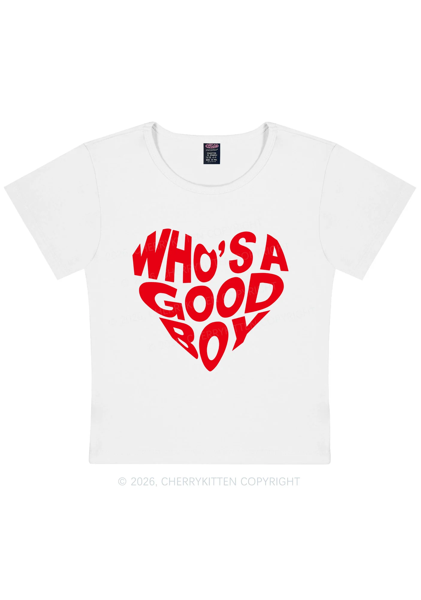 Whos A Good Boy Valentine's Day Y2K Baby Tee Cherrykitten - Image 4