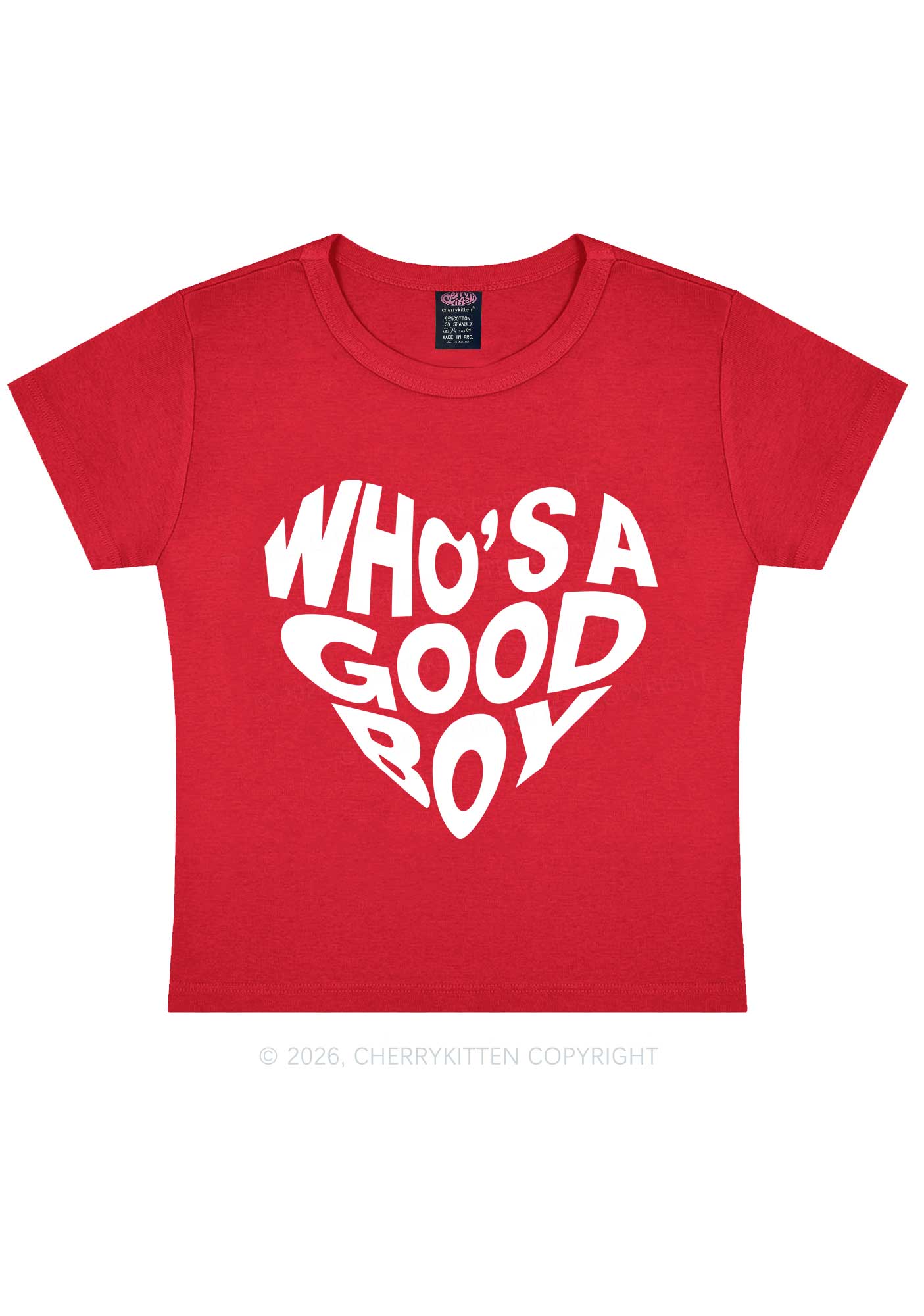 Whos A Good Boy Valentine's Day Y2K Baby Tee Cherrykitten - Image 5