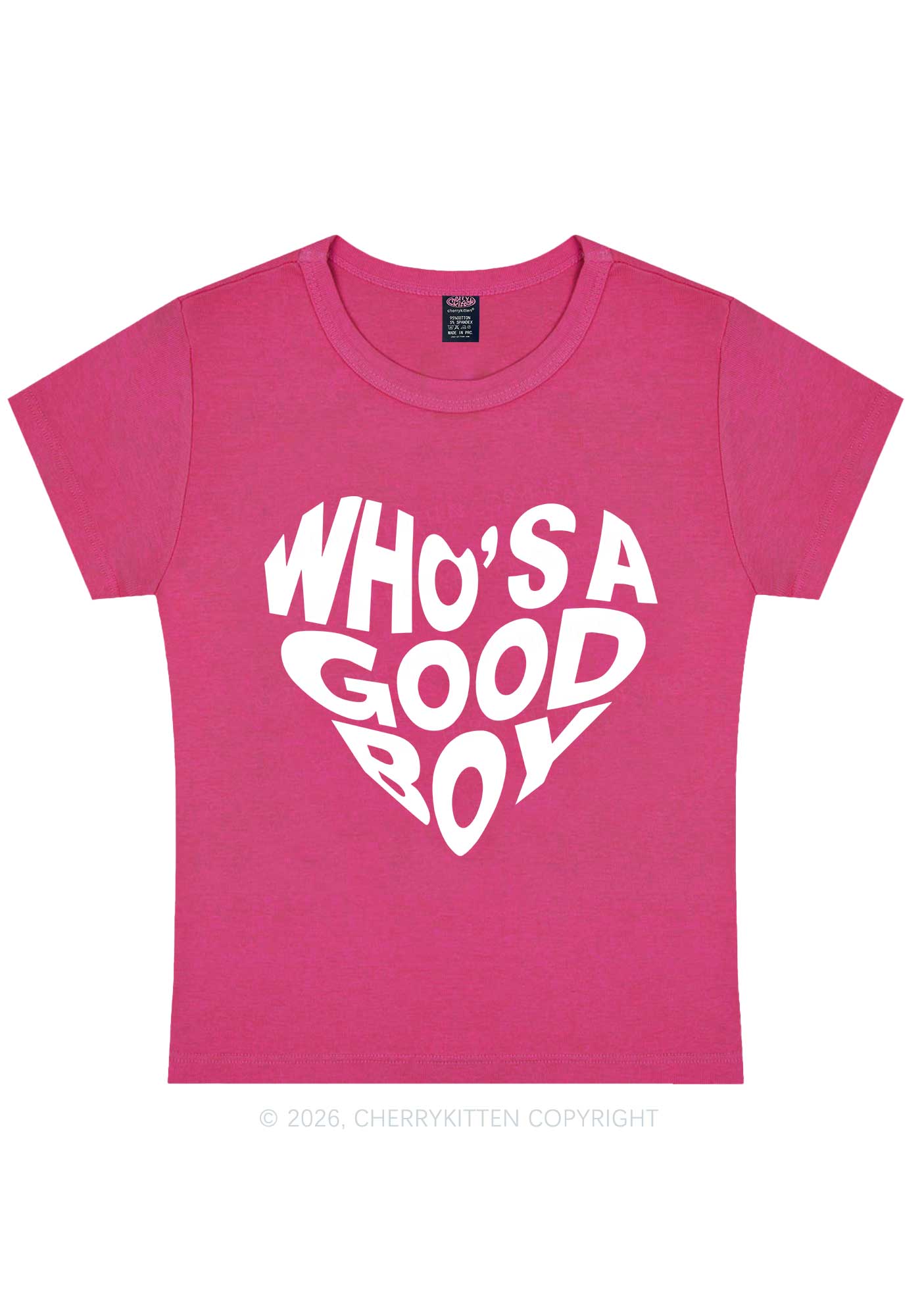 Whos A Good Boy Valentine's Day Y2K Baby Tee Cherrykitten - Image 6