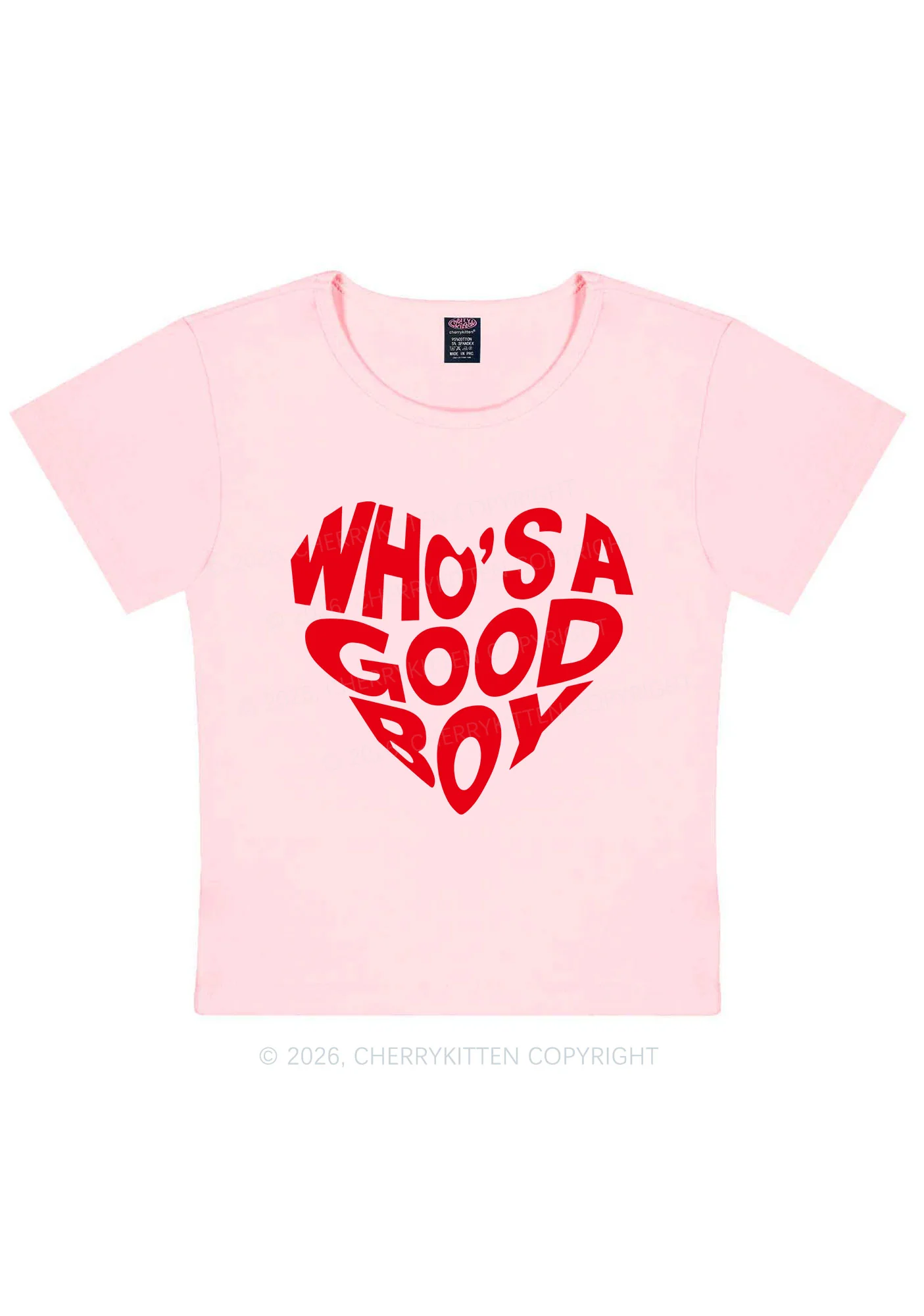 Whos A Good Boy Valentine's Day Y2K Baby Tee Cherrykitten - Image 8
