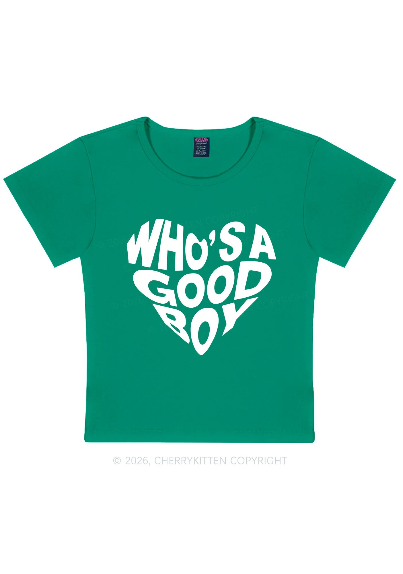 Whos A Good Boy Valentine's Day Y2K Baby Tee Cherrykitten - Image 9