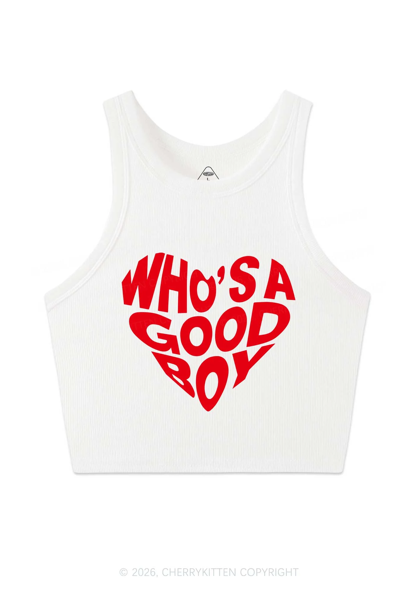 Whos A Good Boy Valentine's Day Y2K Crop Tank Top Cherrykitten - Image 3