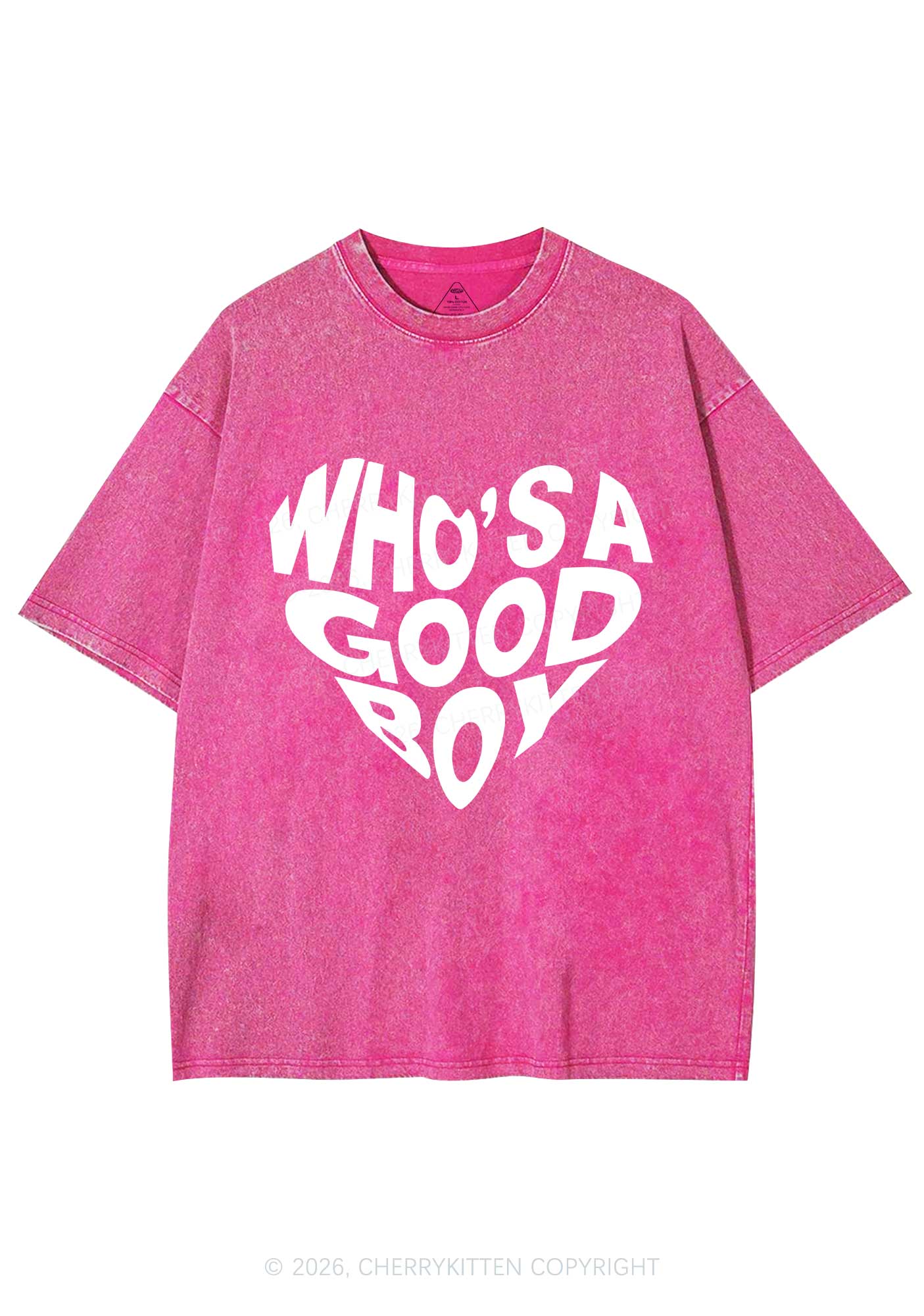 Whos A Good Boy Valentine's Day Y2K Shirts Washed Tee Cherrykitten - Image 3
