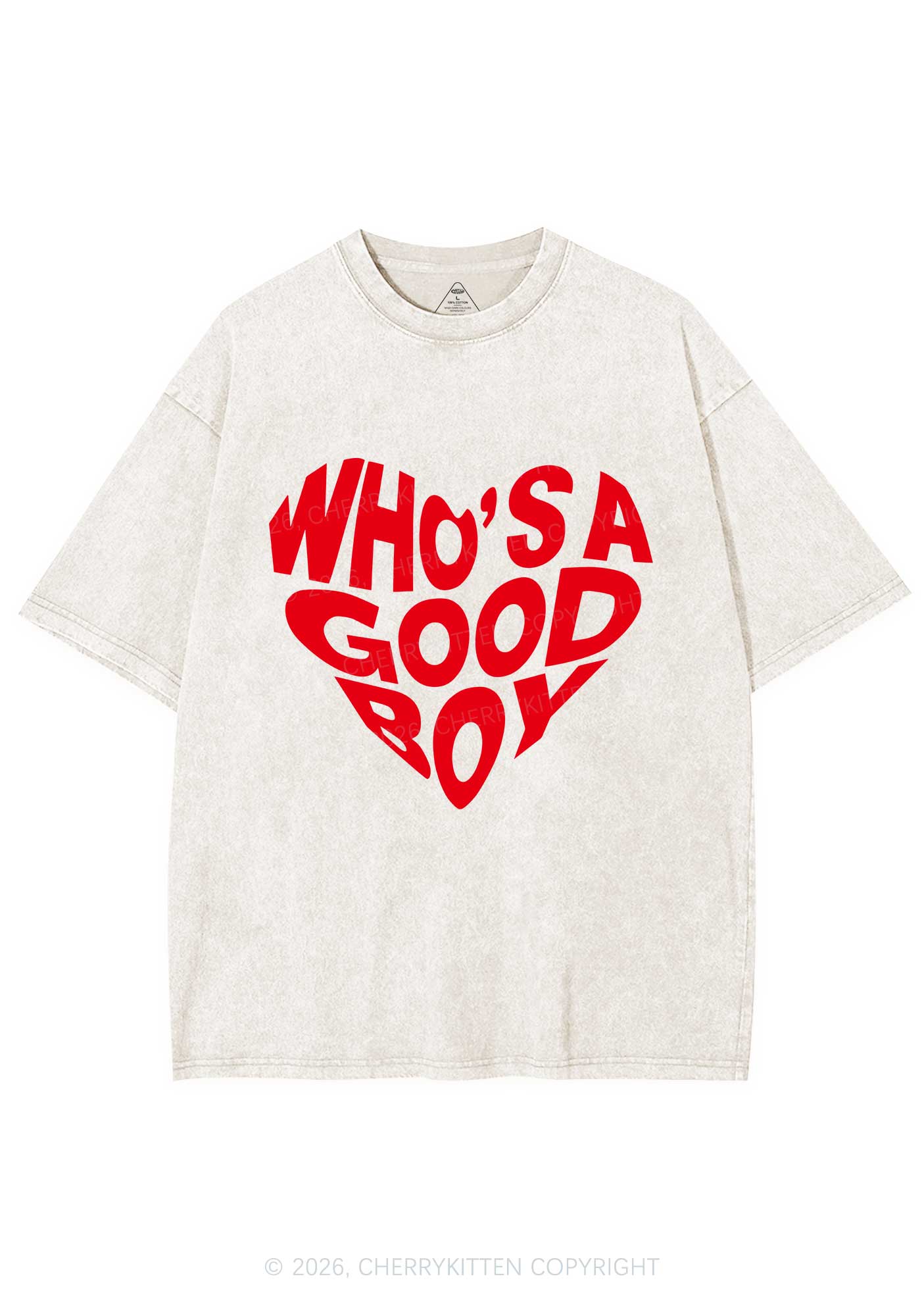 Whos A Good Boy Valentine's Day Y2K Shirts Washed Tee Cherrykitten - Image 4