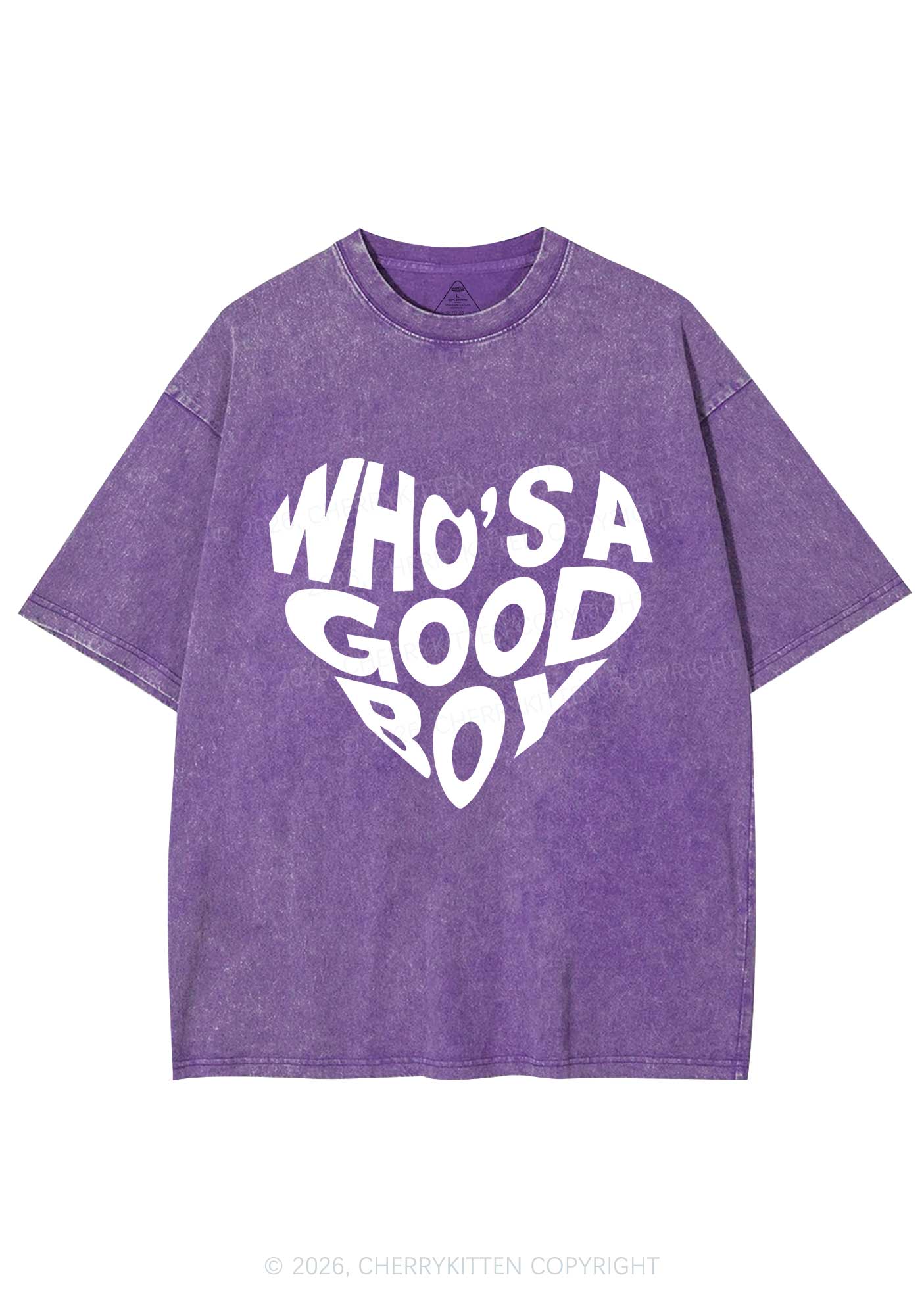 Whos A Good Boy Valentine's Day Y2K Shirts Washed Tee Cherrykitten - Image 5