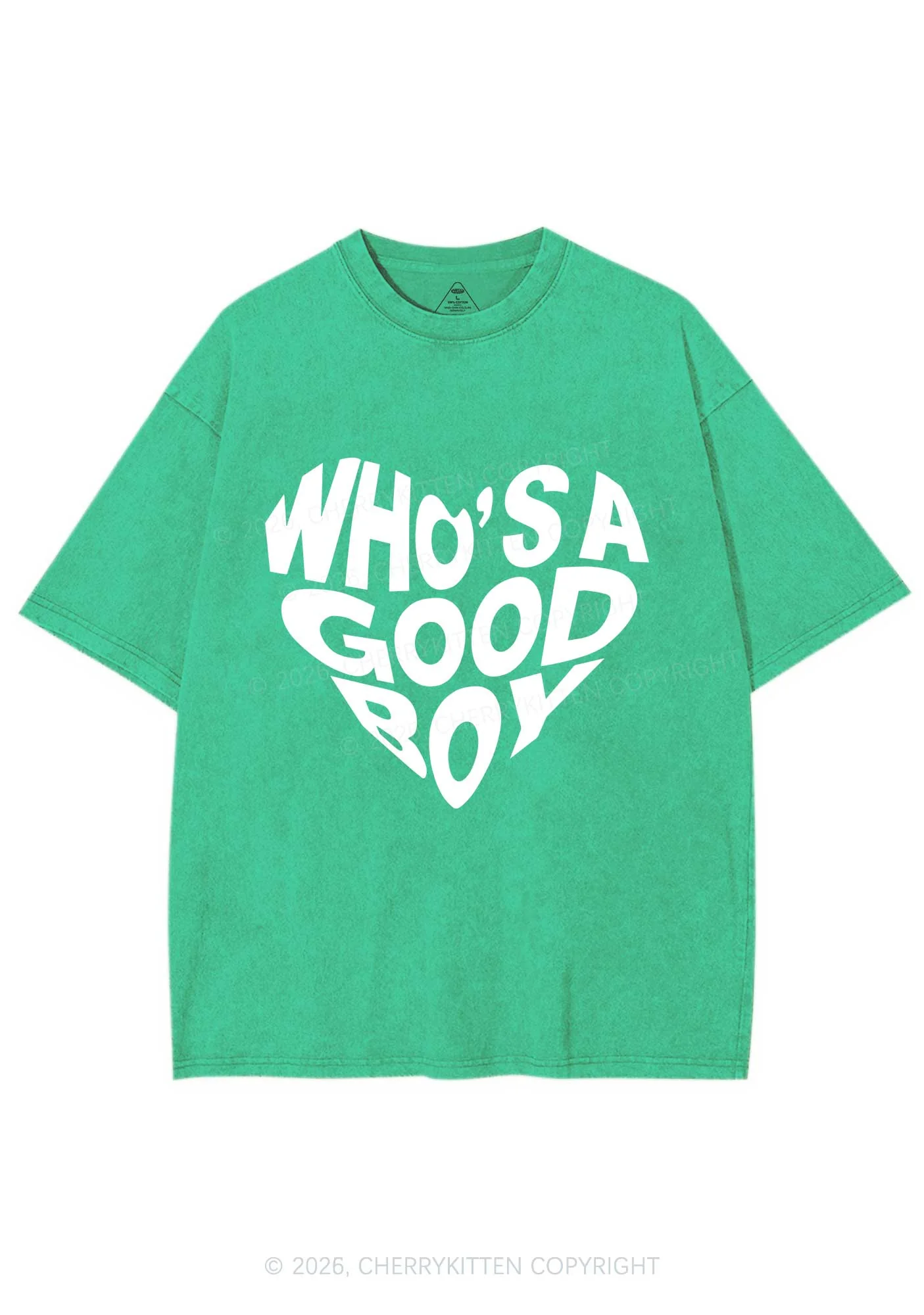 Whos A Good Boy Valentine's Day Y2K Shirts Washed Tee Cherrykitten - Image 6