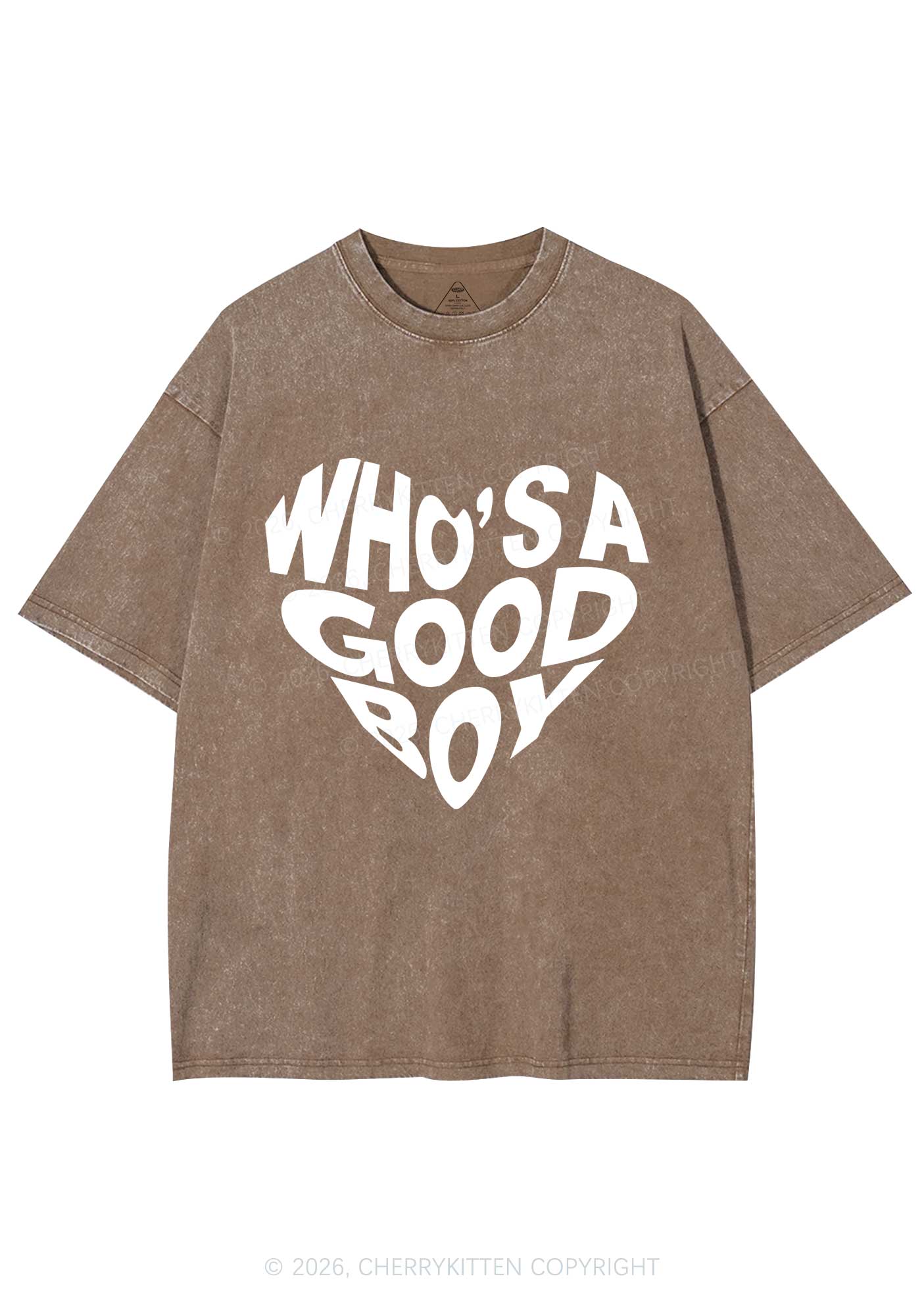 Whos A Good Boy Valentine's Day Y2K Shirts Washed Tee Cherrykitten - Image 7
