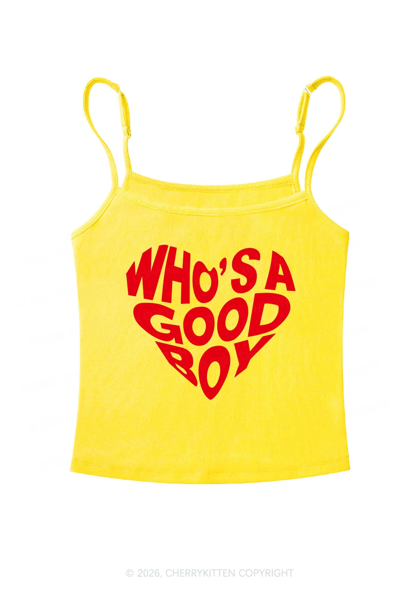 Whos A Good Boy Valentine's Day Y2K Spaghetti Strap Cami Cherrykitten - Image 4