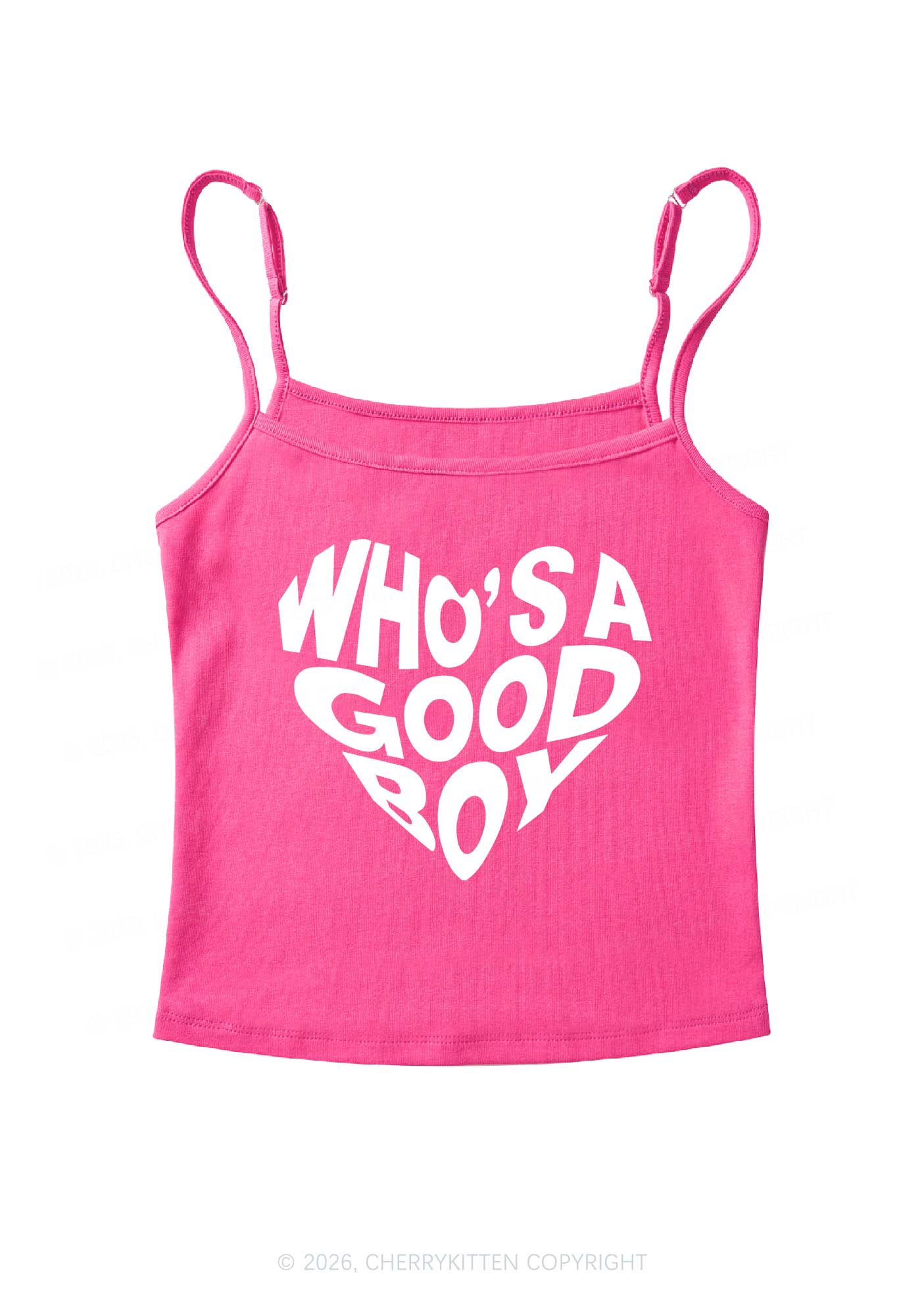 Whos A Good Boy Valentine's Day Y2K Spaghetti Strap Cami Cherrykitten - Image 5