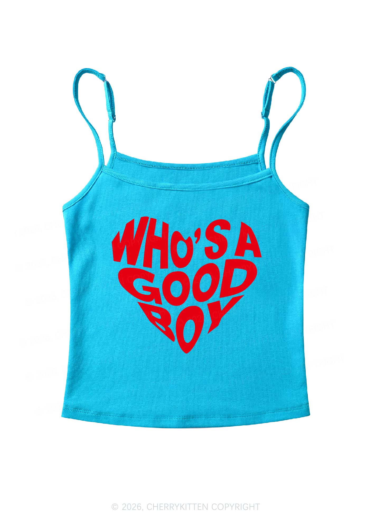 Whos A Good Boy Valentine's Day Y2K Spaghetti Strap Cami Cherrykitten - Image 6