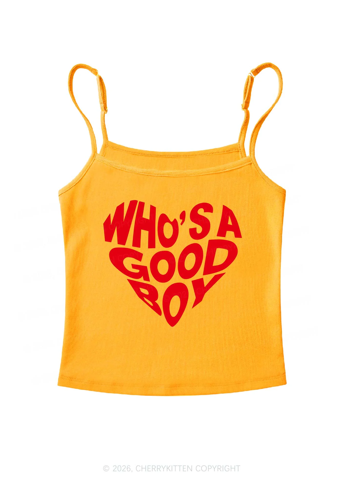 Whos A Good Boy Valentine's Day Y2K Spaghetti Strap Cami Cherrykitten - Image 7