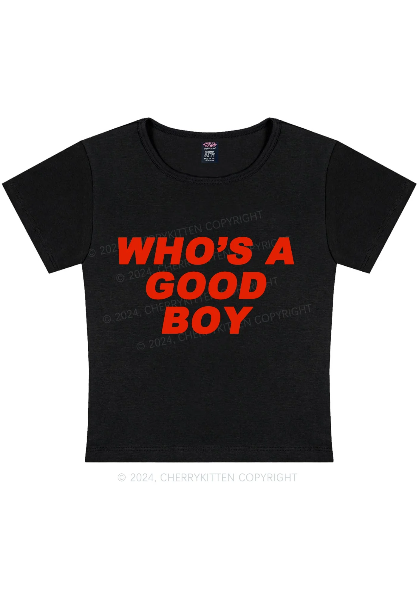 Who's A Good Boy Y2K Baby Tee Cherrykitten - Image 4