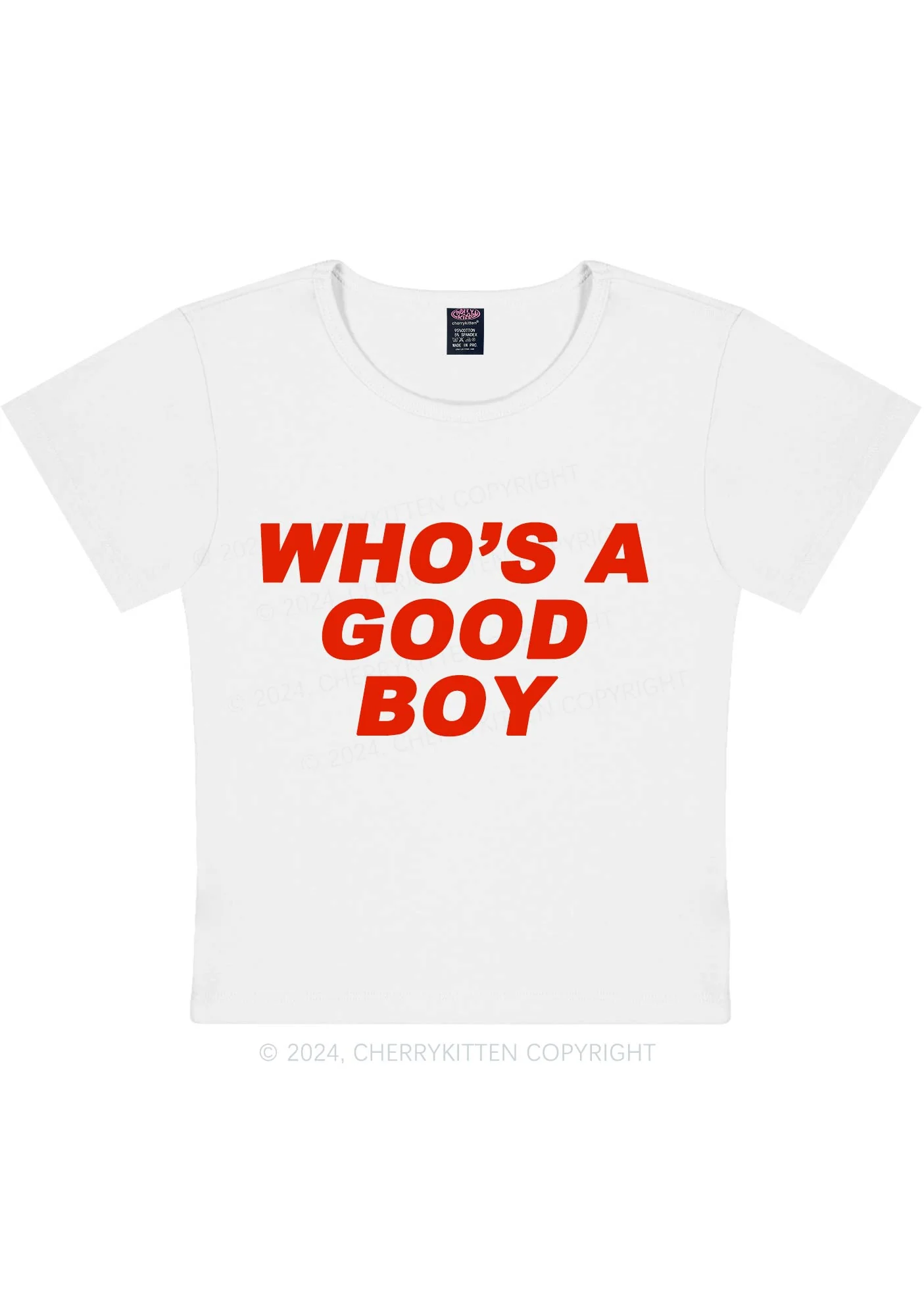 Who's A Good Boy Y2K Baby Tee Cherrykitten - Image 5