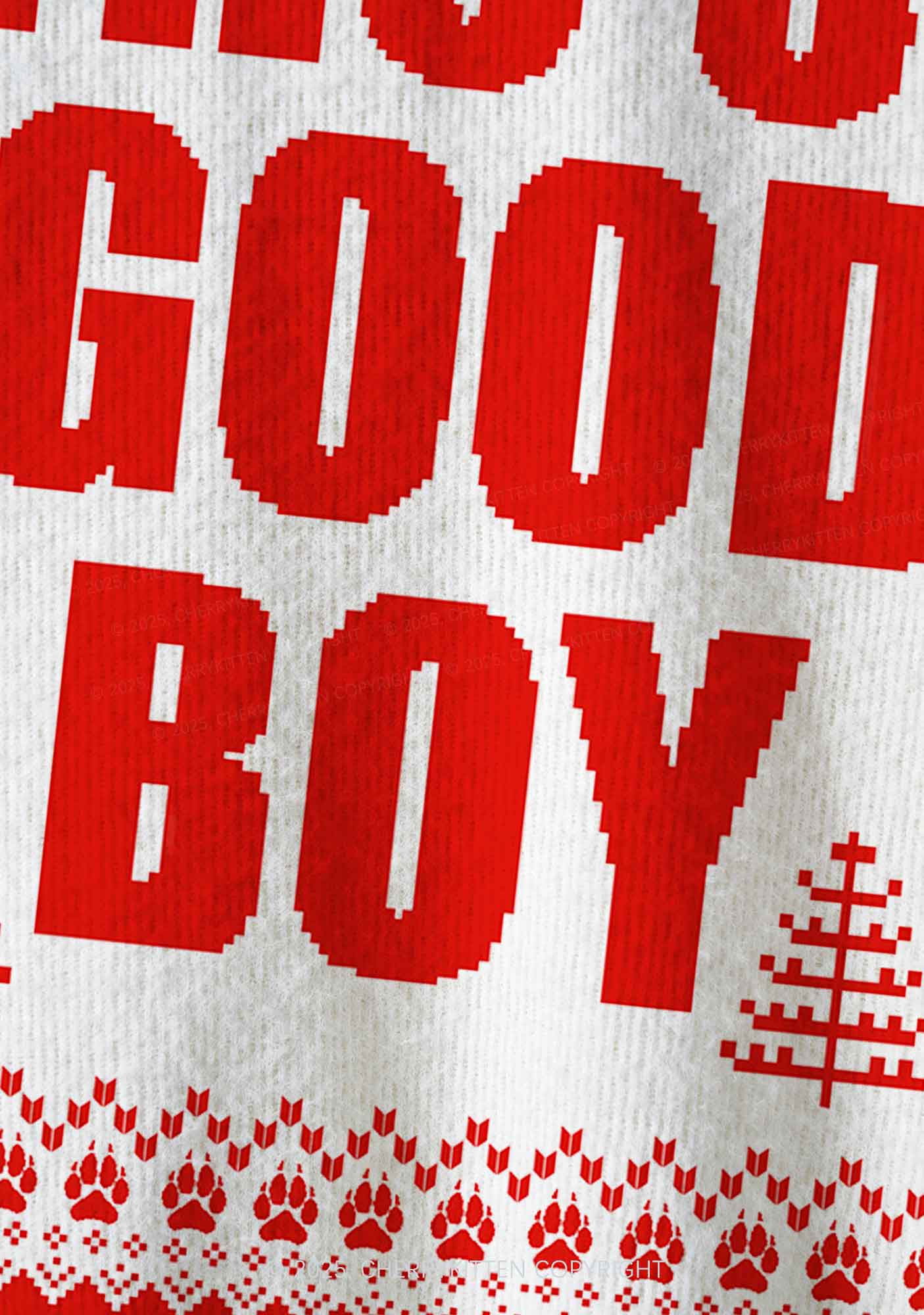 Whos A Good Boy Y2K Christmas Cardigan Knit Sweatshirt Cherrykitten - Image 5