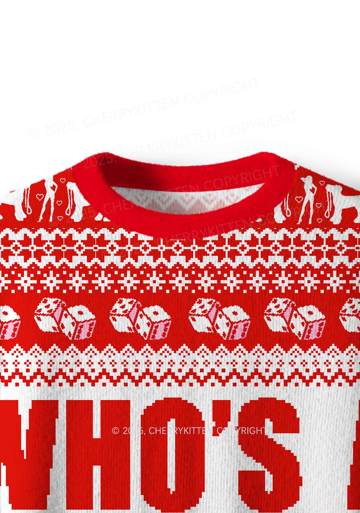 Whos A Good Boy Y2K Christmas Knit Sweatshirt Cherrykitten - Image 5