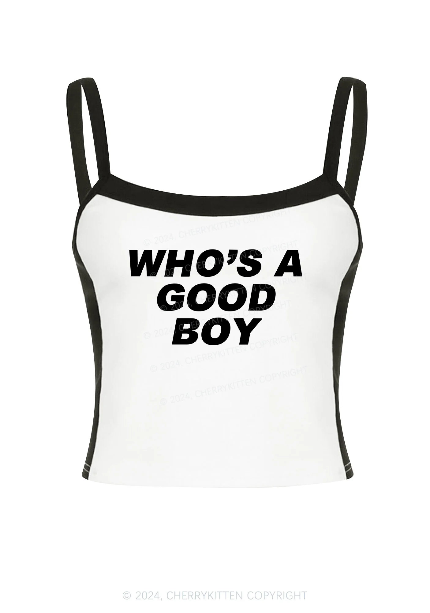 Who's A Good Boy Y2K Color Block Crop Cami Top Cherrykitten - Image 2