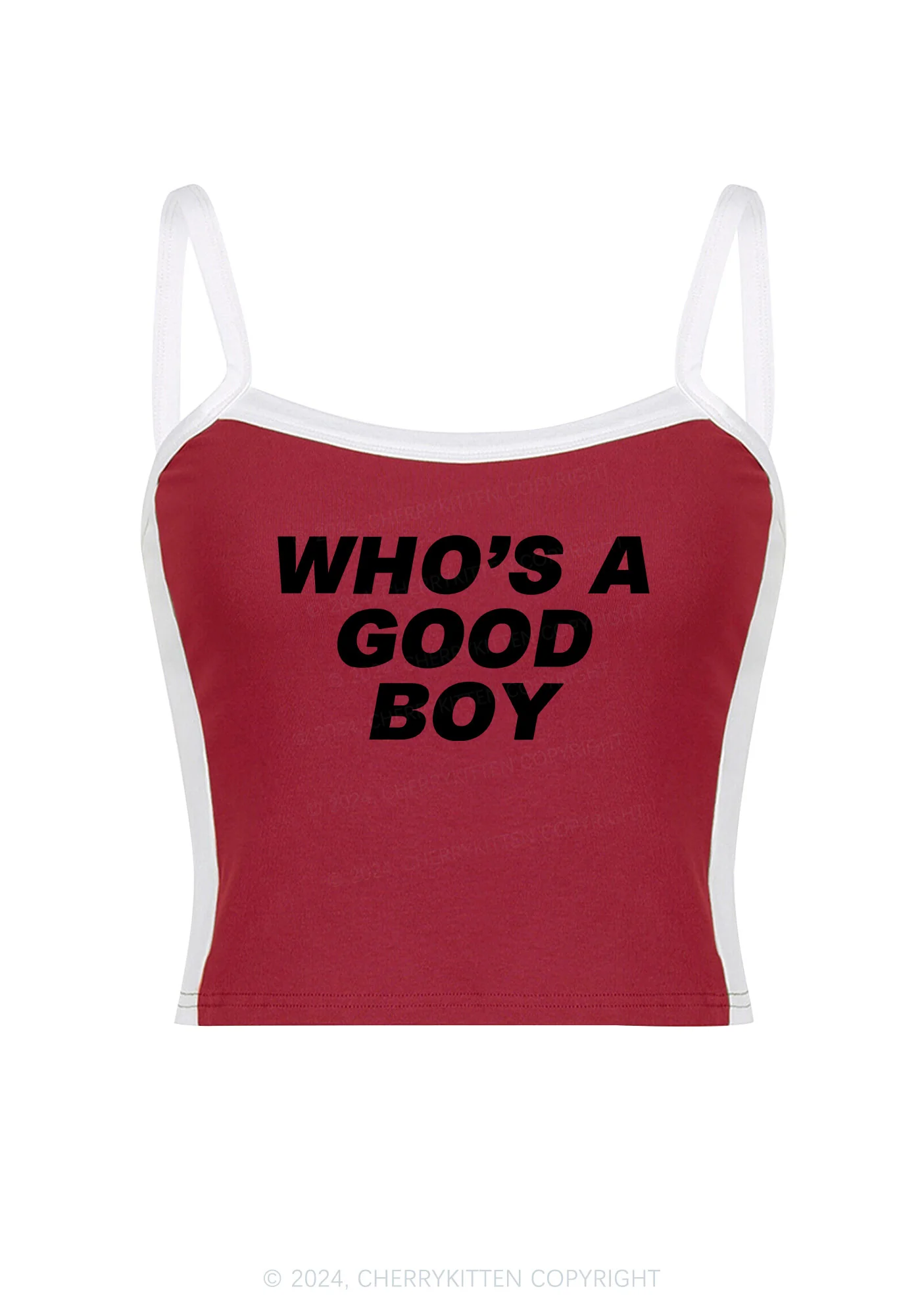 Who's A Good Boy Y2K Color Block Crop Cami Top Cherrykitten - Image 4