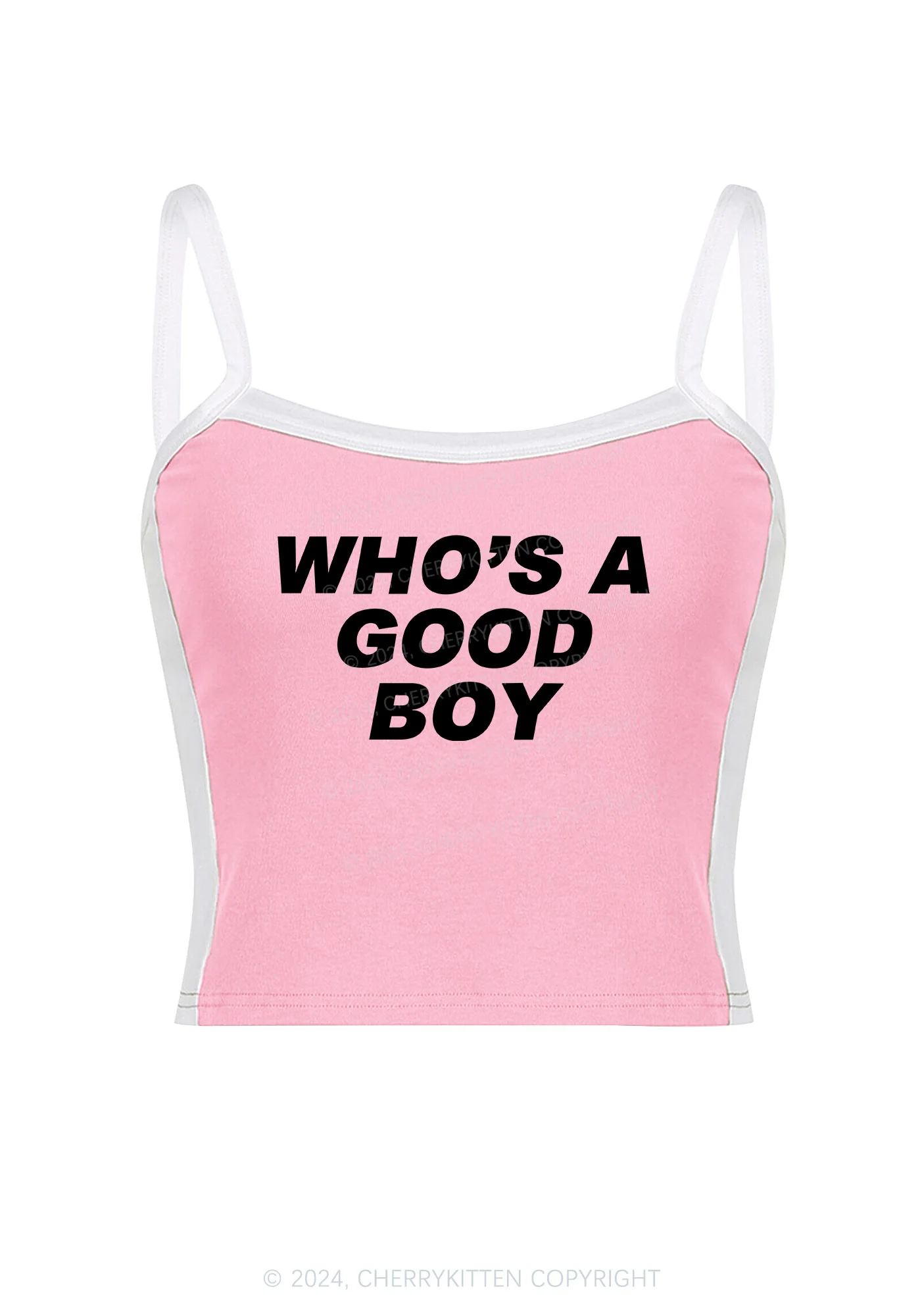 Who's A Good Boy Y2K Color Block Crop Cami Top Cherrykitten - Image 5
